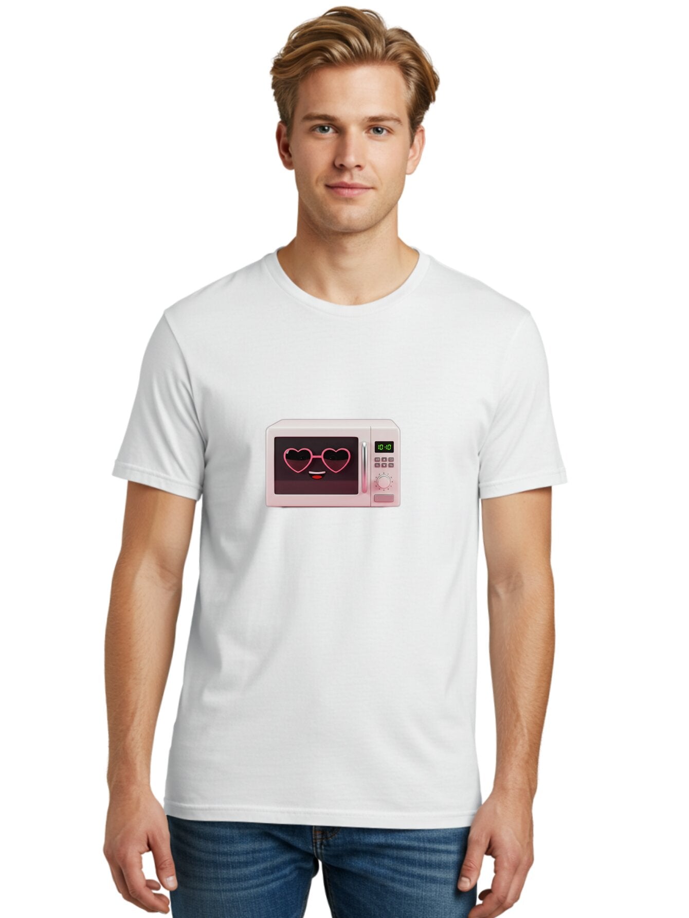 Microwave-With-Heart-Shaped-Glasses Men'S Graphic Tee, 100% Cotton, Comfortable Casual Summer Wear, Machine Washable, Vintage Camera, Old Camera, Antique Camera, Black Camera, Classic Photography, Photography Equipment, Nostalgic Device, Bar156 19