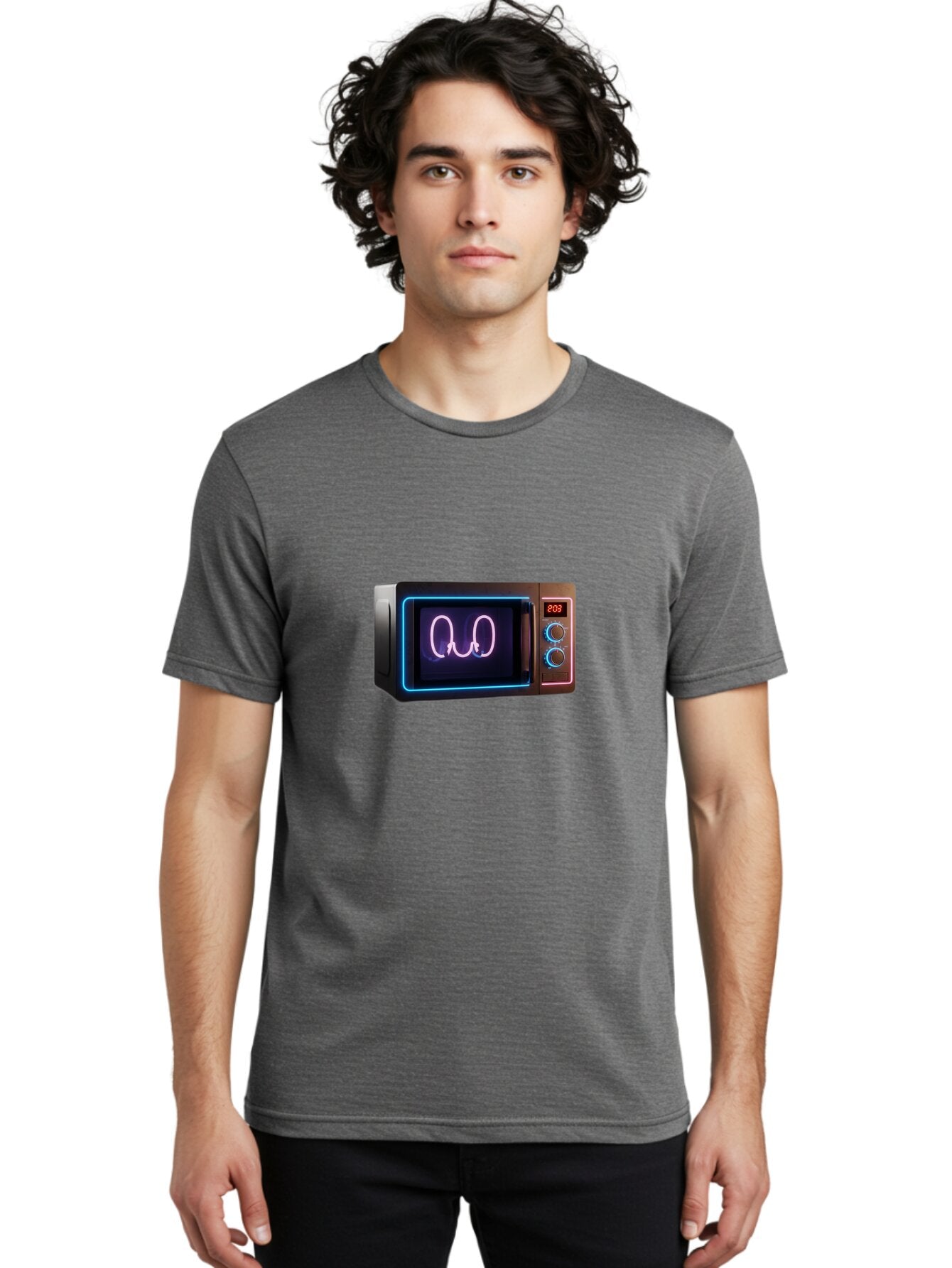 Microwave-With-Neon-Heart Men'S Graphic Tee, 100% Cotton, Comfortable Casual Summer Wear, Machine Washable, Vintage Camera, Old Camera, Antique Camera, Black Camera, Classic Photography, Photography Equipment, Nostalgic Device, Film Camera, Bar157 16