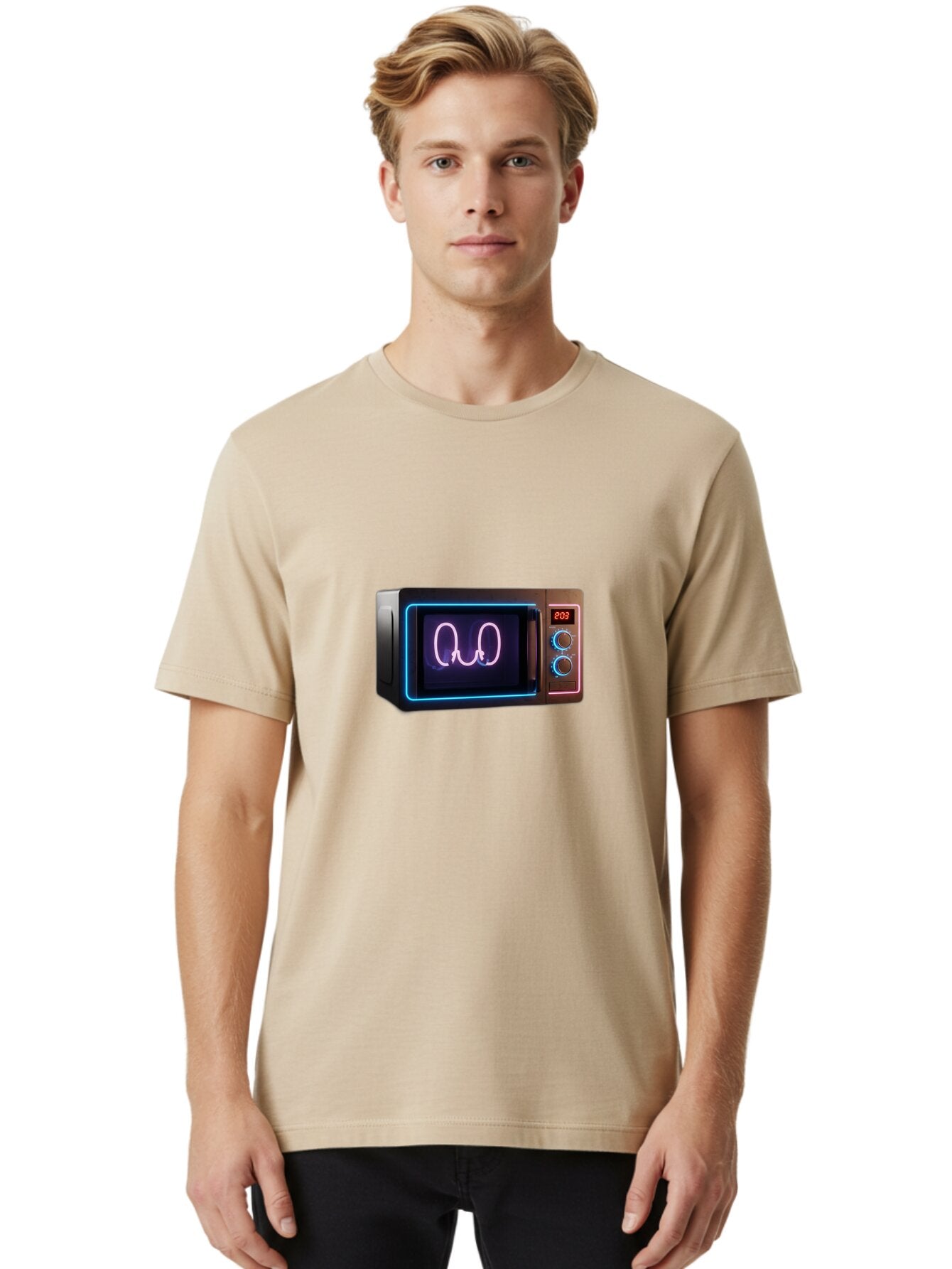 Microwave-With-Neon-Heart Men'S Graphic Tee, 100% Cotton, Comfortable Casual Summer Wear, Machine Washable, Vintage Camera, Old Camera, Antique Camera, Black Camera, Classic Photography, Photography Equipment, Nostalgic Device, Film Camera, Bar157 28