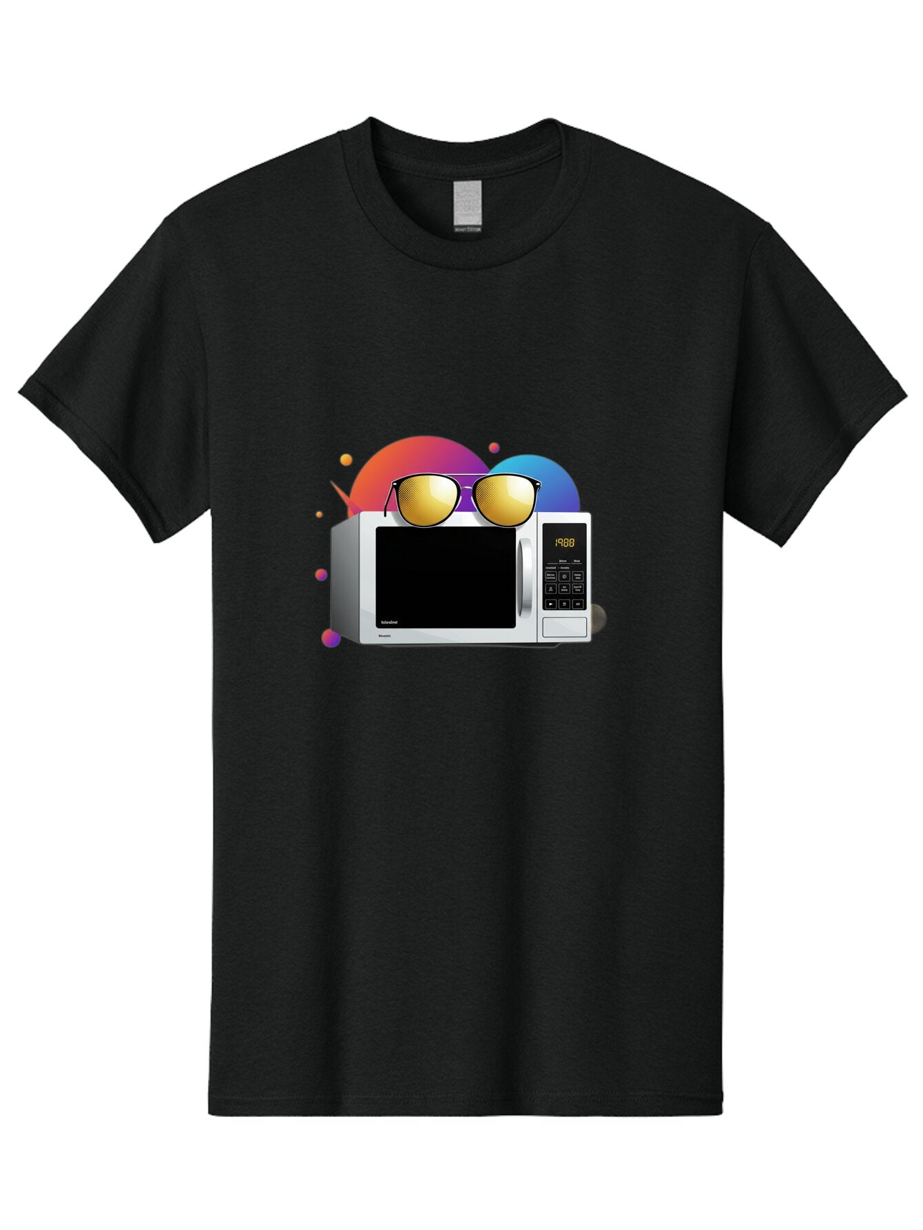 Microwave-With-Sunglasses-1 Men'S Graphic Tee, 100% Cotton, Comfortable Casual Summer Wear, Machine Washable, Vintage Camera, Old Camera, Antique Camera, Black Camera, Classic Photography, Photography Equipment, Nostalgic Device, Film Camera, Bar159 15