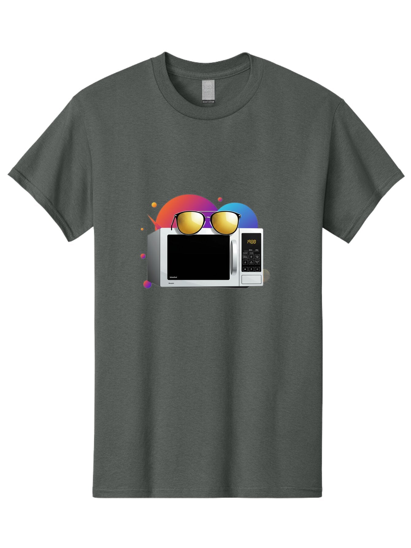 Microwave-With-Sunglasses-1 Men'S Graphic Tee, 100% Cotton, Comfortable Casual Summer Wear, Machine Washable, Vintage Camera, Old Camera, Antique Camera, Black Camera, Classic Photography, Photography Equipment, Nostalgic Device, Film Camera, Bar159 12