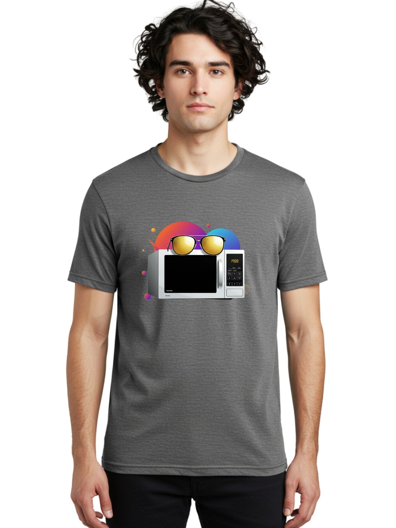 Microwave-With-Sunglasses-1 Men'S Graphic Tee, 100% Cotton, Comfortable Casual Summer Wear, Machine Washable, Vintage Camera, Old Camera, Antique Camera, Black Camera, Classic Photography, Photography Equipment, Nostalgic Device, Film Camera, Bar159 20