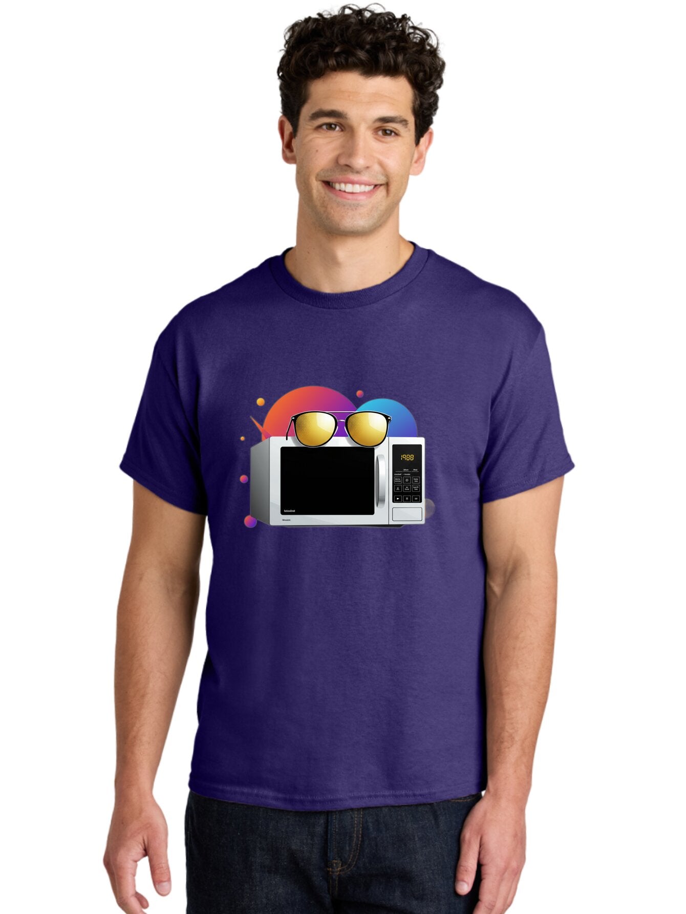 Microwave-With-Sunglasses-1 Men'S Graphic Tee, 100% Cotton, Comfortable Casual Summer Wear, Machine Washable, Vintage Camera, Old Camera, Antique Camera, Black Camera, Classic Photography, Photography Equipment, Nostalgic Device, Film Camera, Bar159 22