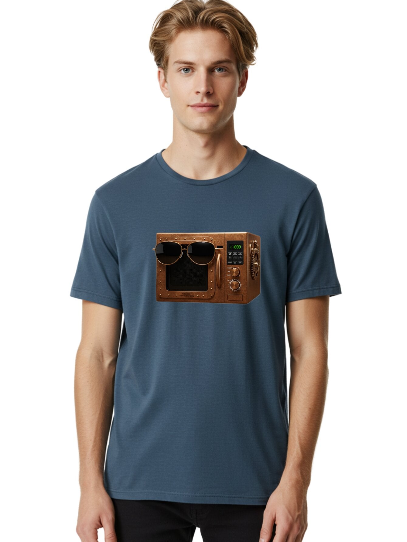 Microwave-With-Sunglasses-2 Men'S Graphic Tee, 100% Cotton, Comfortable Casual Summer Wear, Machine Washable, Vintage Camera, Old Camera, Antique Camera, Black Camera, Classic Photography, Photography Equipment, Nostalgic Device, Film Camera, Bar160 18