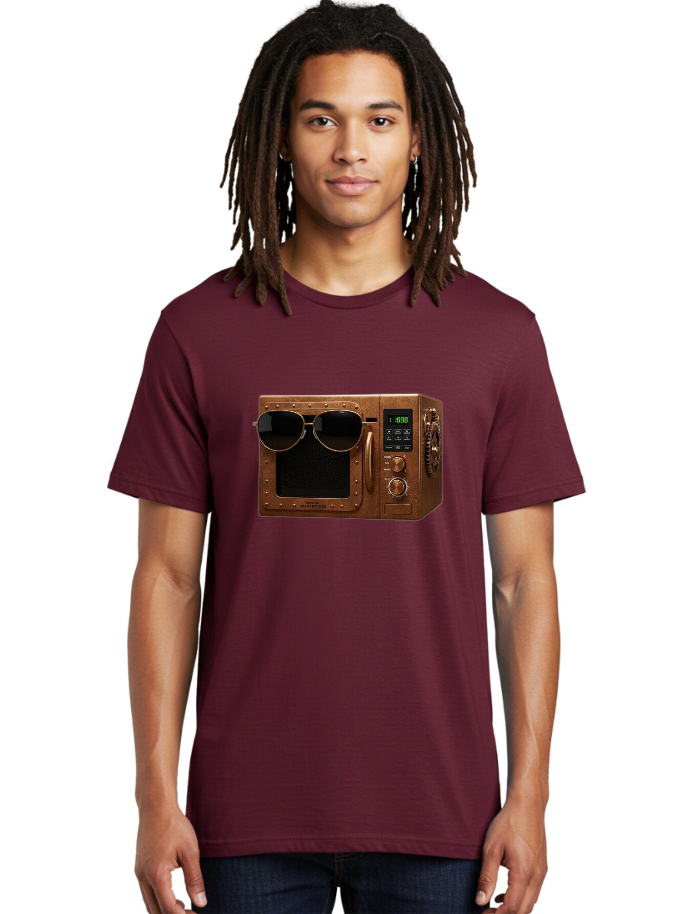 Microwave-With-Sunglasses-2 Men'S Graphic Tee, 100% Cotton, Comfortable Casual Summer Wear, Machine Washable, Vintage Camera, Old Camera, Antique Camera, Black Camera, Classic Photography, Photography Equipment, Nostalgic Device, Film Camera, Bar160 24