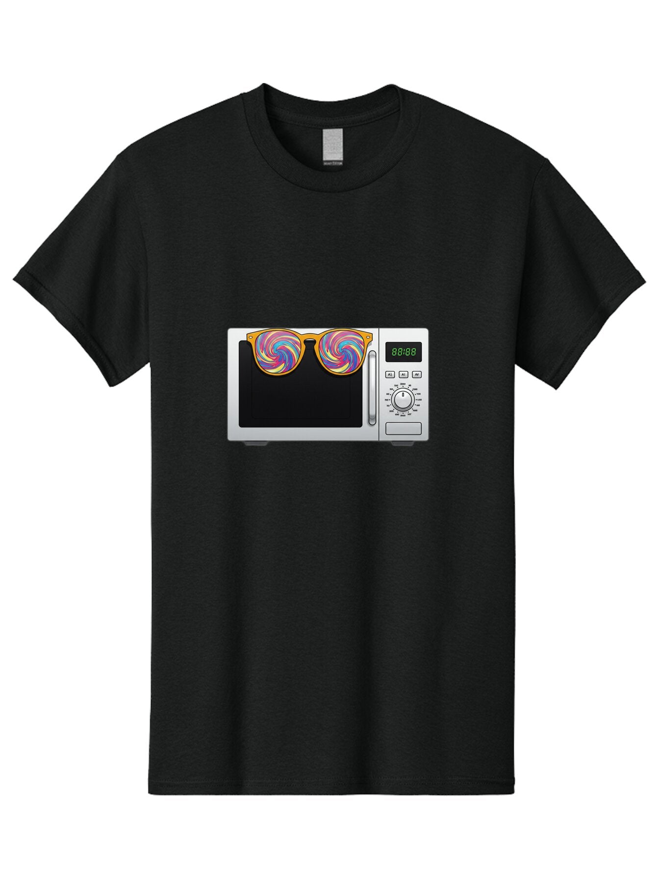 Microwave-With-Sunglasses-3 Men'S Graphic Tee, 100% Cotton, Comfortable Casual Summer Wear, Machine Washable, Vintage Camera, Old Camera, Antique Camera, Black Camera, Classic Photography, Photography Equipment, Nostalgic Device, Film Camera, Bar161 15