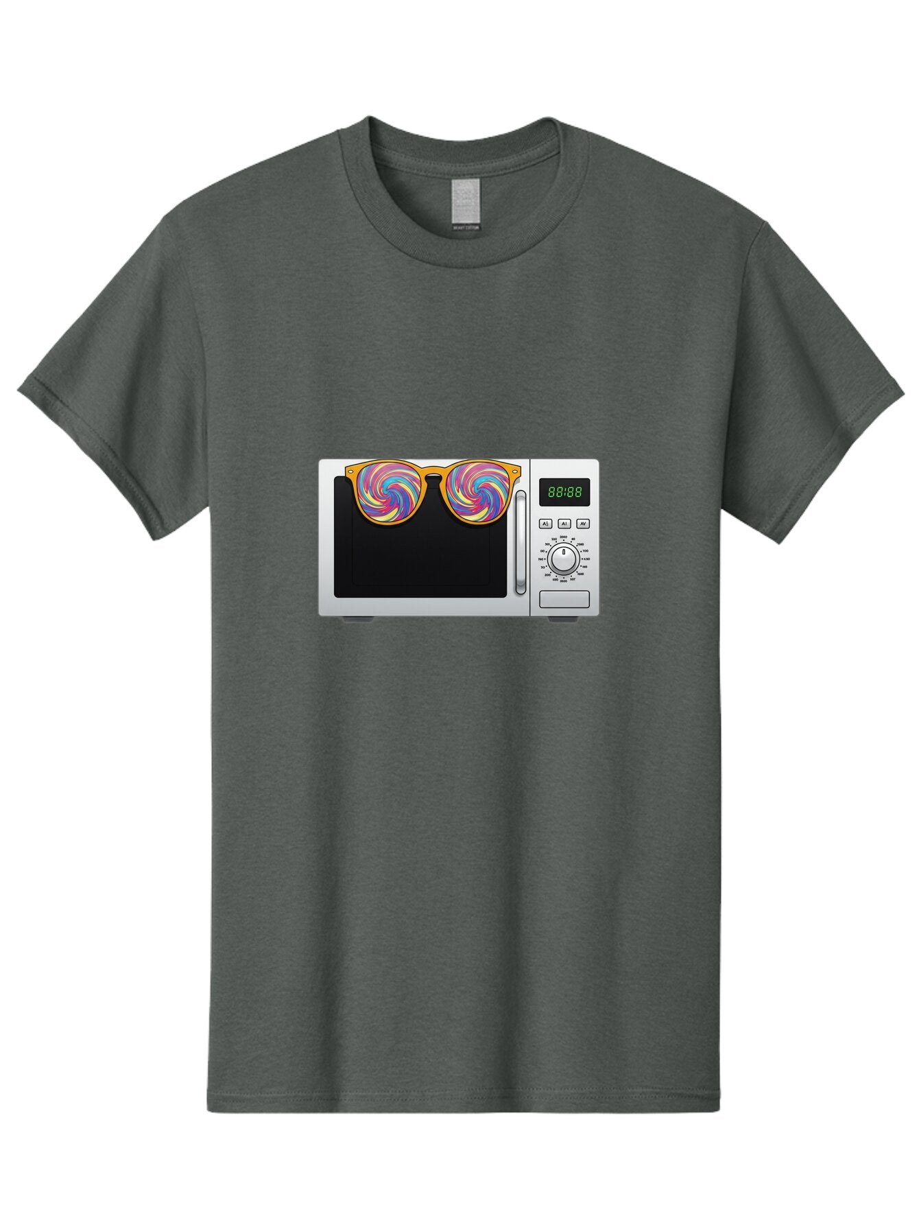 Microwave-With-Sunglasses-3 Men'S Graphic Tee, 100% Cotton, Comfortable Casual Summer Wear, Machine Washable, Vintage Camera, Old Camera, Antique Camera, Black Camera, Classic Photography, Photography Equipment, Nostalgic Device, Film Camera, Bar161 2