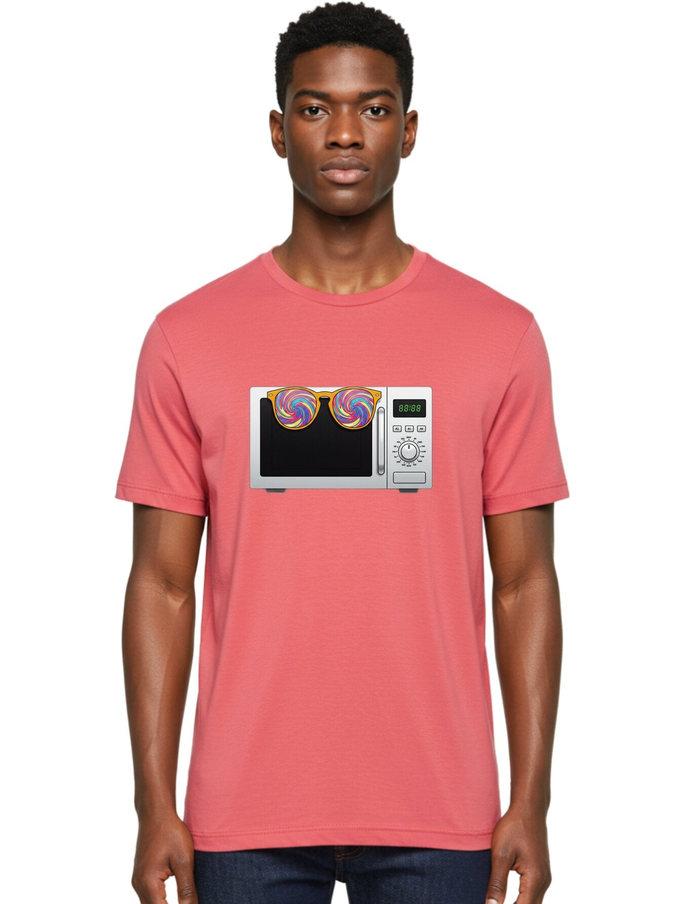 Microwave-With-Sunglasses-3 Men'S Graphic Tee, 100% Cotton, Comfortable Casual Summer Wear, Machine Washable, Vintage Camera, Old Camera, Antique Camera, Black Camera, Classic Photography, Photography Equipment, Nostalgic Device, Film Camera, Bar161 17