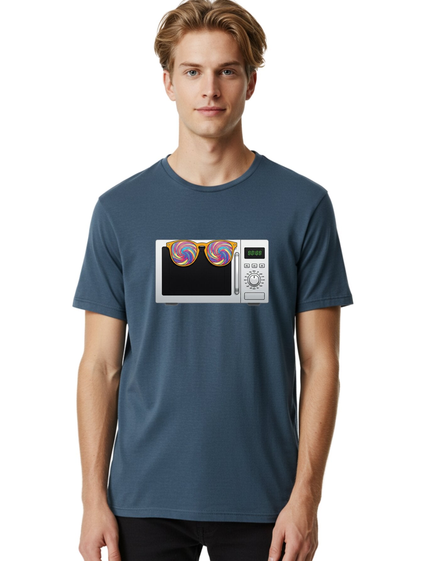 Microwave-With-Sunglasses-3 Men'S Graphic Tee, 100% Cotton, Comfortable Casual Summer Wear, Machine Washable, Vintage Camera, Old Camera, Antique Camera, Black Camera, Classic Photography, Photography Equipment, Nostalgic Device, Film Camera, Bar161 28