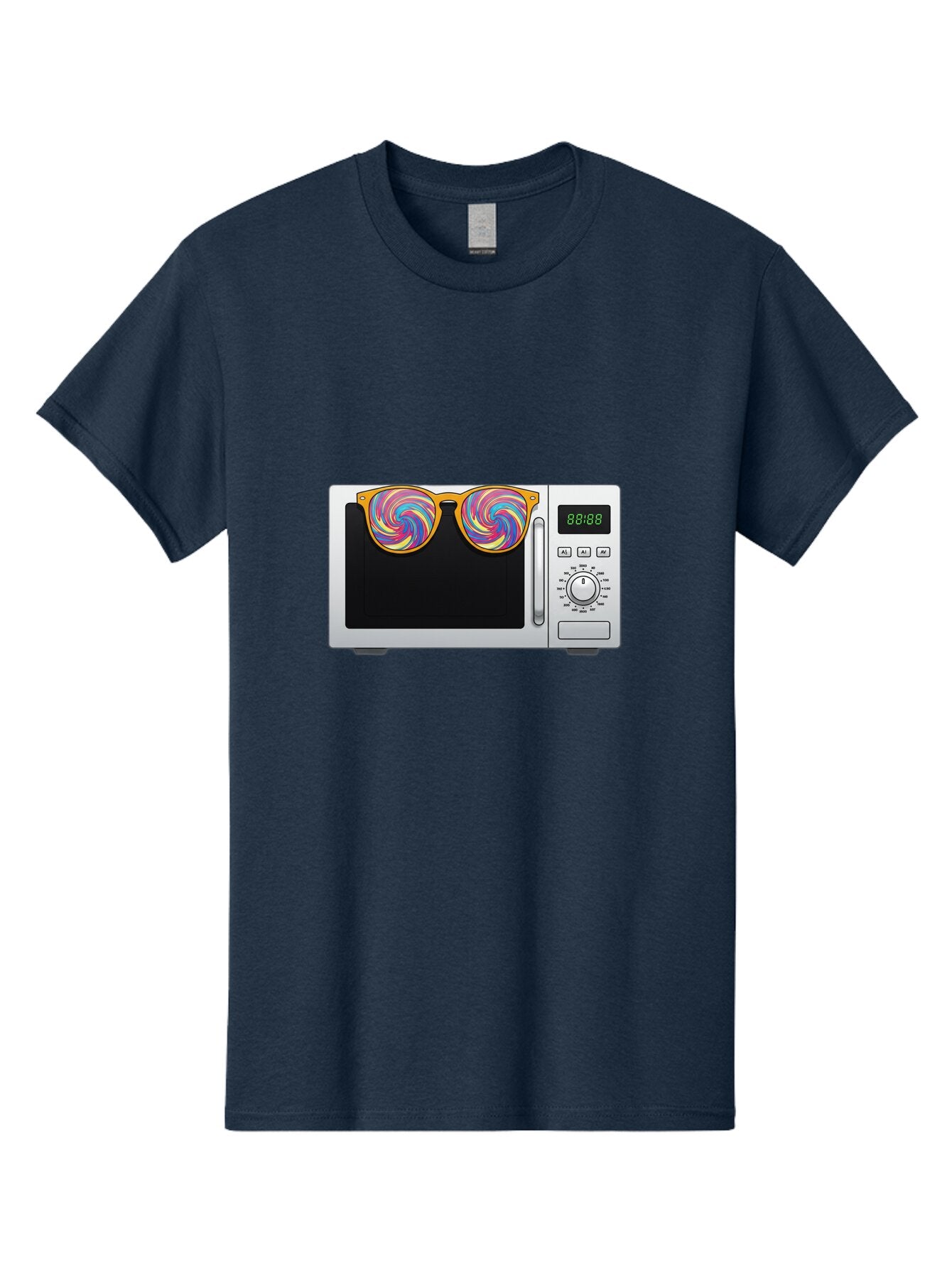 Microwave-With-Sunglasses-3 Men'S Graphic Tee, 100% Cotton, Comfortable Casual Summer Wear, Machine Washable, Vintage Camera, Old Camera, Antique Camera, Black Camera, Classic Photography, Photography Equipment, Nostalgic Device, Film Camera, Bar161 11