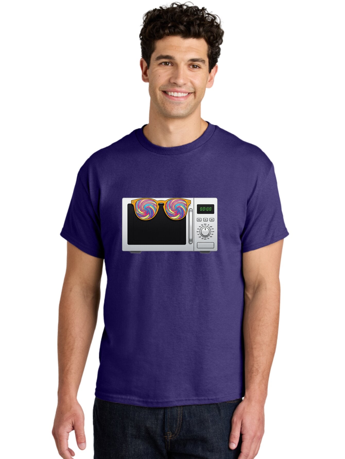 Microwave-With-Sunglasses-3 Men'S Graphic Tee, 100% Cotton, Comfortable Casual Summer Wear, Machine Washable, Vintage Camera, Old Camera, Antique Camera, Black Camera, Classic Photography, Photography Equipment, Nostalgic Device, Film Camera, Bar161 26
