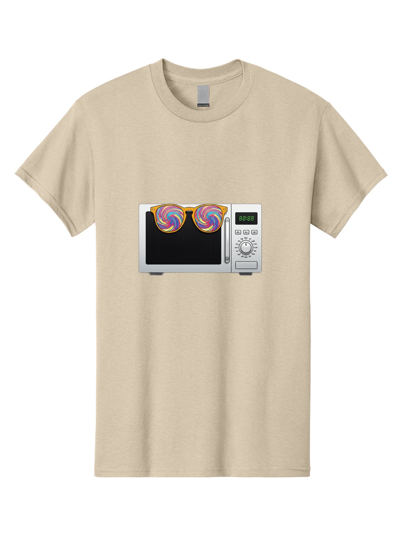 Microwave-With-Sunglasses-3 Men'S Graphic Tee, 100% Cotton, Comfortable Casual Summer Wear, Machine Washable, Vintage Camera, Old Camera, Antique Camera, Black Camera, Classic Photography, Photography Equipment, Nostalgic Device, Film Camera, Bar161 5
