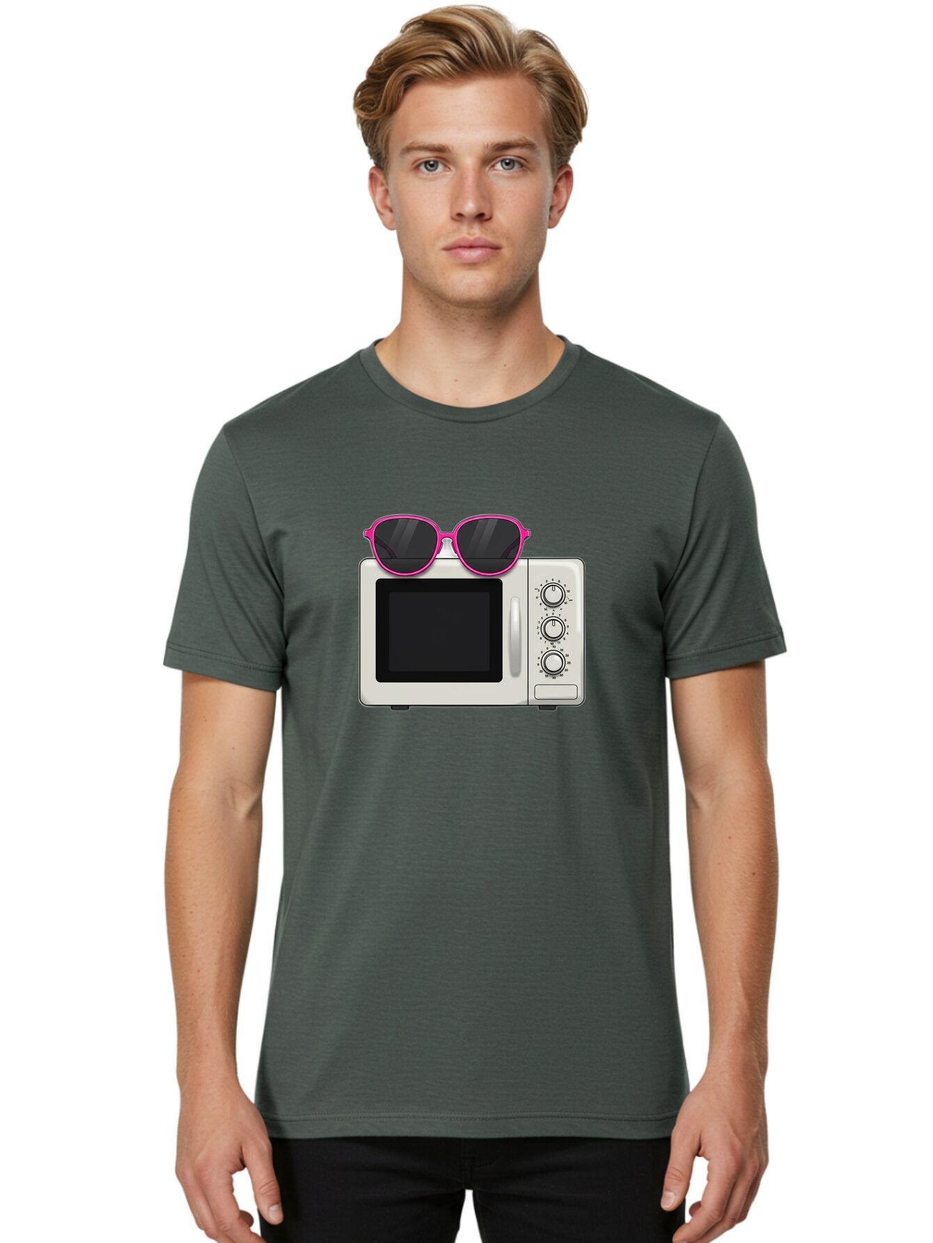 Microwave-With-Sunglasses Men'S Graphic Tee, 100% Cotton, Comfortable Casual Summer Wear, Machine Washable, Vintage Camera, Old Camera, Antique Camera, Black Camera, Classic Photography, Photography Equipment, Nostalgic Device, Film Camera, Bar162 24