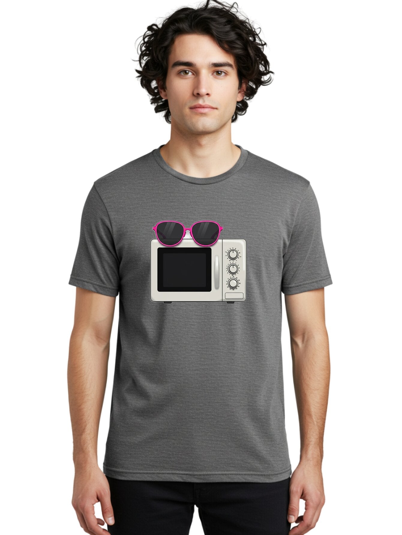 Microwave-With-Sunglasses Men'S Graphic Tee, 100% Cotton, Comfortable Casual Summer Wear, Machine Washable, Vintage Camera, Old Camera, Antique Camera, Black Camera, Classic Photography, Photography Equipment, Nostalgic Device, Film Camera, Bar162 23