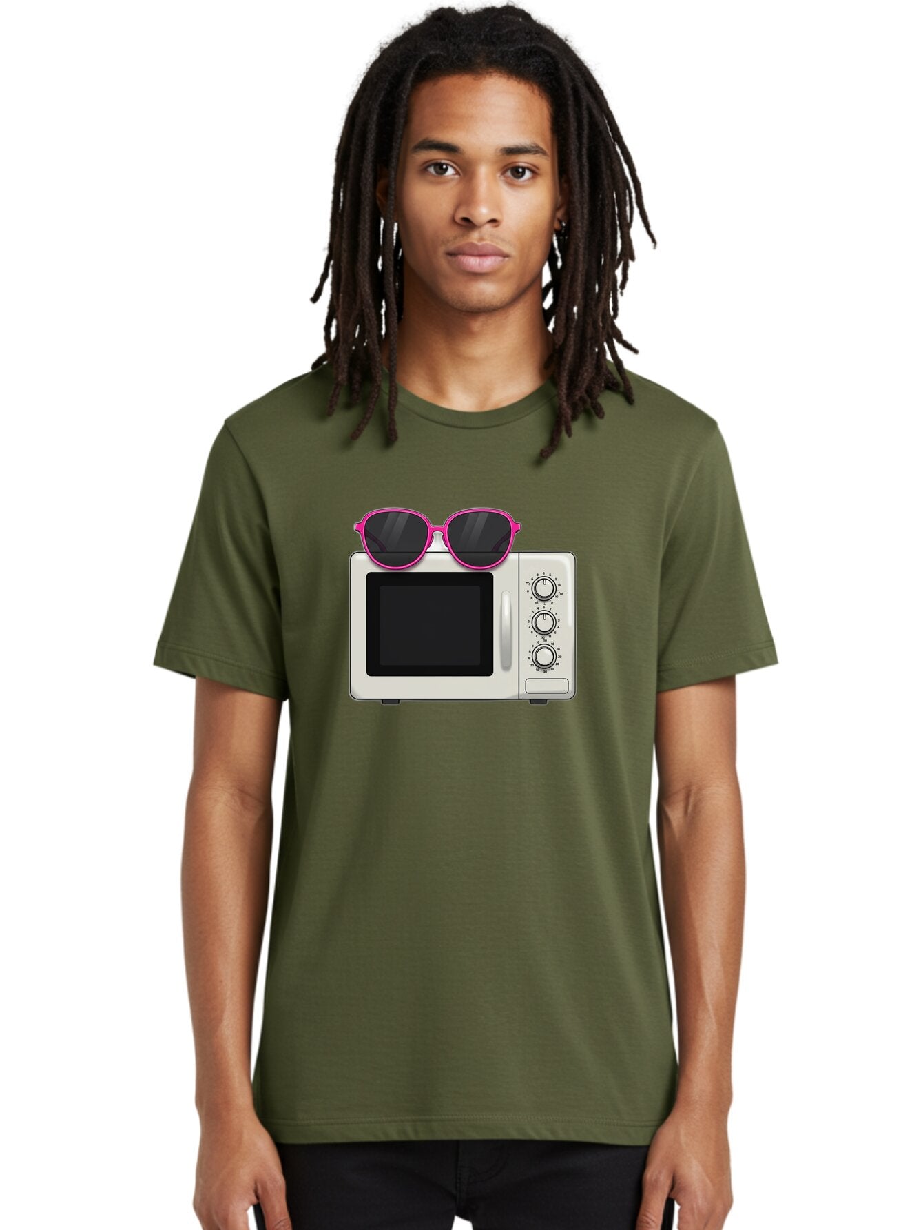 Microwave-With-Sunglasses Men'S Graphic Tee, 100% Cotton, Comfortable Casual Summer Wear, Machine Washable, Vintage Camera, Old Camera, Antique Camera, Black Camera, Classic Photography, Photography Equipment, Nostalgic Device, Film Camera, Bar162 20