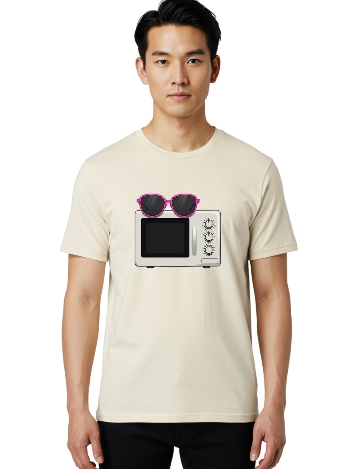 Microwave-With-Sunglasses Men'S Graphic Tee, 100% Cotton, Comfortable Casual Summer Wear, Machine Washable, Vintage Camera, Old Camera, Antique Camera, Black Camera, Classic Photography, Photography Equipment, Nostalgic Device, Film Camera, Bar162 17