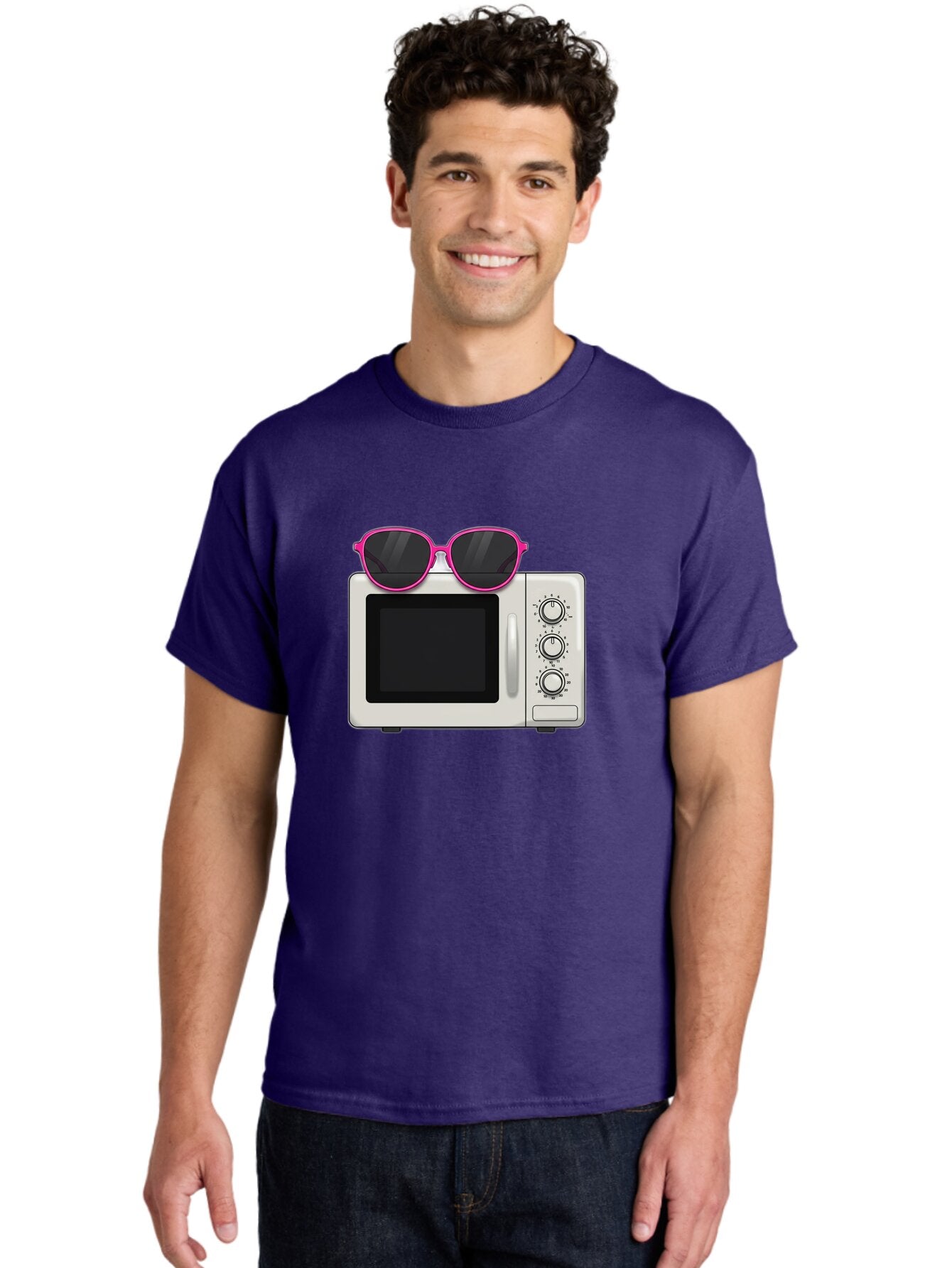 Microwave-With-Sunglasses Men'S Graphic Tee, 100% Cotton, Comfortable Casual Summer Wear, Machine Washable, Vintage Camera, Old Camera, Antique Camera, Black Camera, Classic Photography, Photography Equipment, Nostalgic Device, Film Camera, Bar162 21