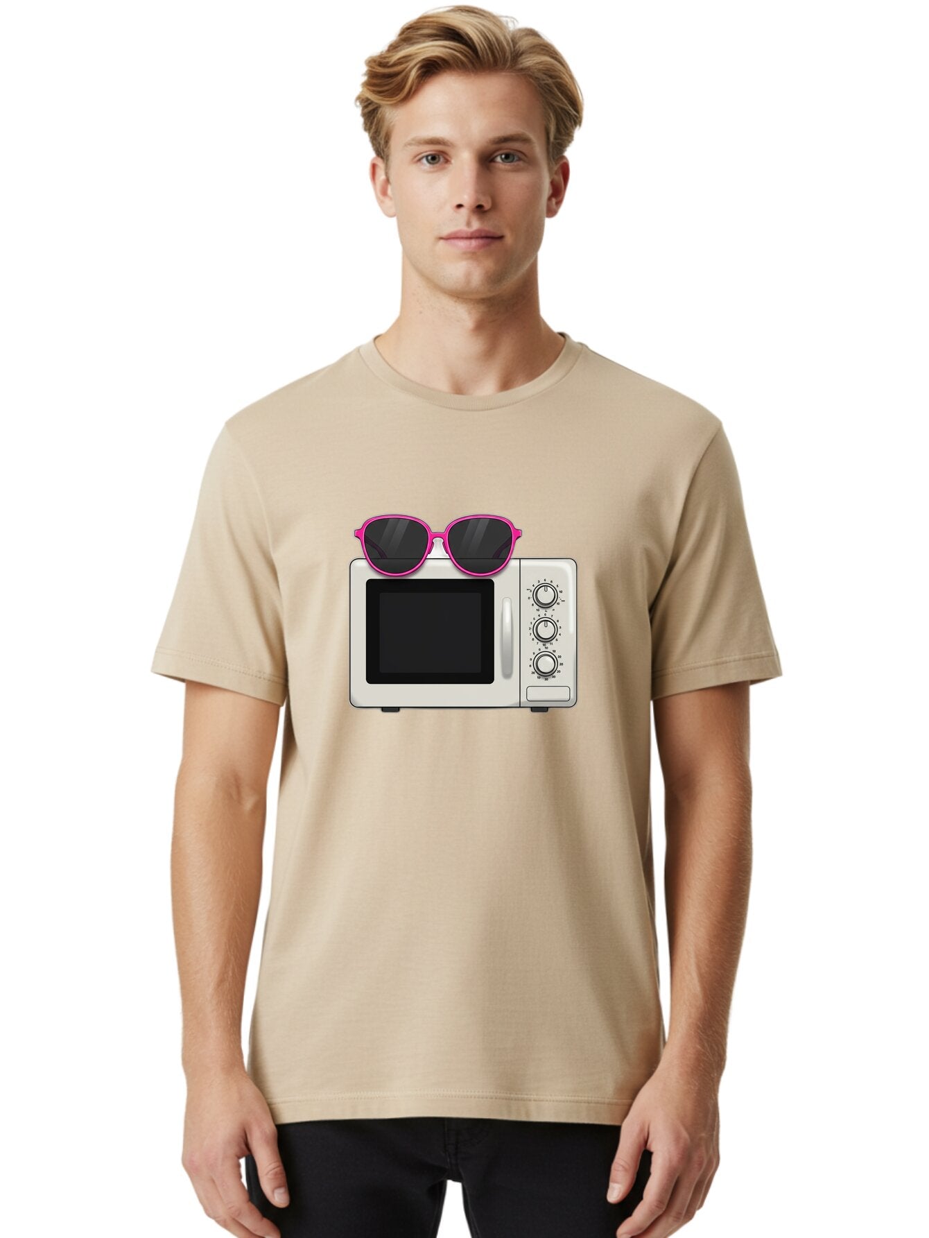 Microwave-With-Sunglasses Men'S Graphic Tee, 100% Cotton, Comfortable Casual Summer Wear, Machine Washable, Vintage Camera, Old Camera, Antique Camera, Black Camera, Classic Photography, Photography Equipment, Nostalgic Device, Film Camera, Bar162 16