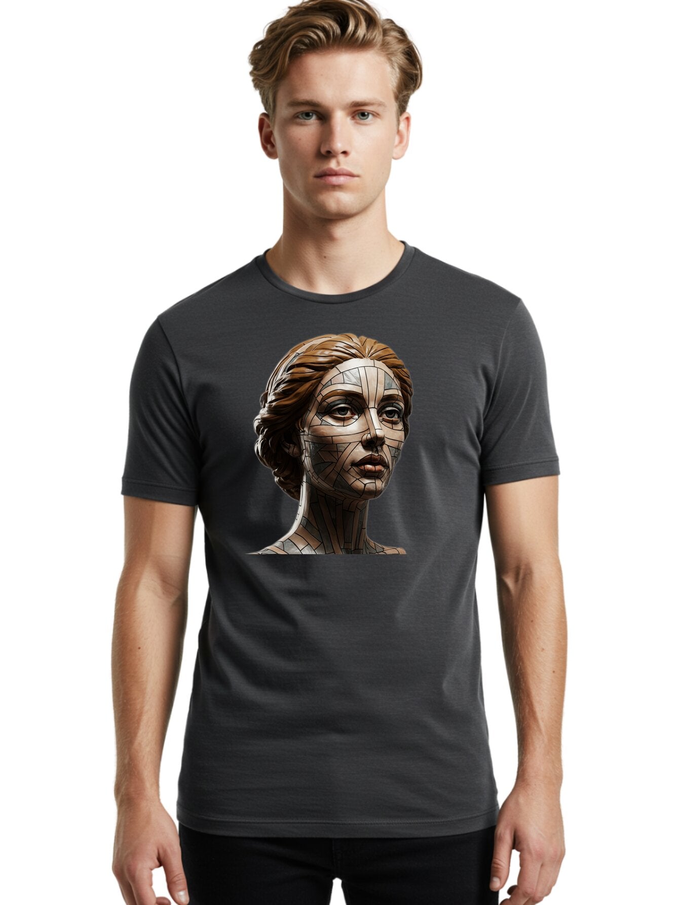 Mosaic-Woman-Portrait Men'S Graphic Tee, 100% Cotton, Comfortable Casual Summer Wear, Machine Washable, Vintage Camera, Old Camera, Antique Camera, Black Camera, Classic Photography, Photography Equipment, Nostalgic Device, Film Camera, Bar179 29