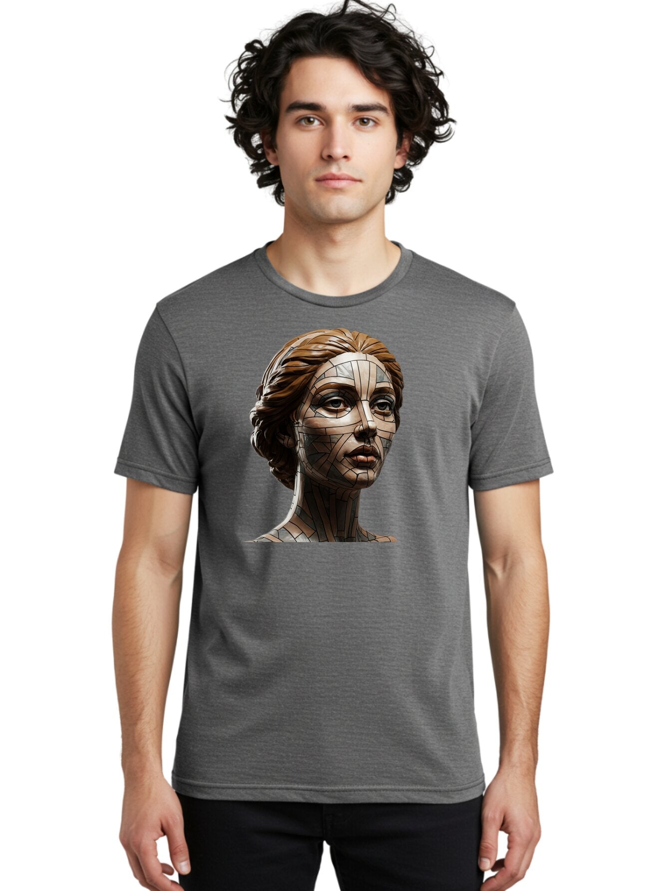 Mosaic-Woman-Portrait Men'S Graphic Tee, 100% Cotton, Comfortable Casual Summer Wear, Machine Washable, Vintage Camera, Old Camera, Antique Camera, Black Camera, Classic Photography, Photography Equipment, Nostalgic Device, Film Camera, Bar179 19