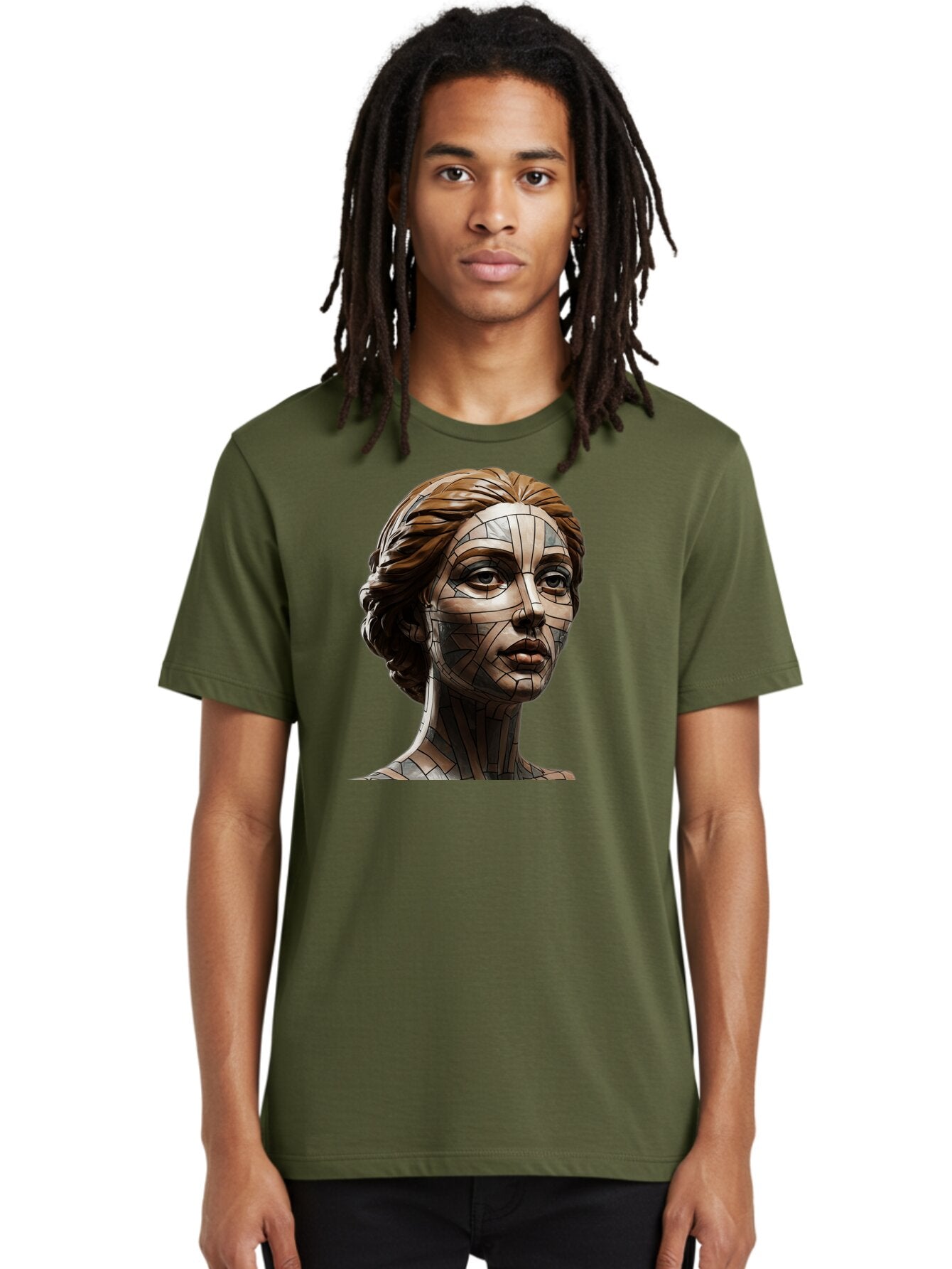 Mosaic-Woman-Portrait Men'S Graphic Tee, 100% Cotton, Comfortable Casual Summer Wear, Machine Washable, Vintage Camera, Old Camera, Antique Camera, Black Camera, Classic Photography, Photography Equipment, Nostalgic Device, Film Camera, Bar179 25