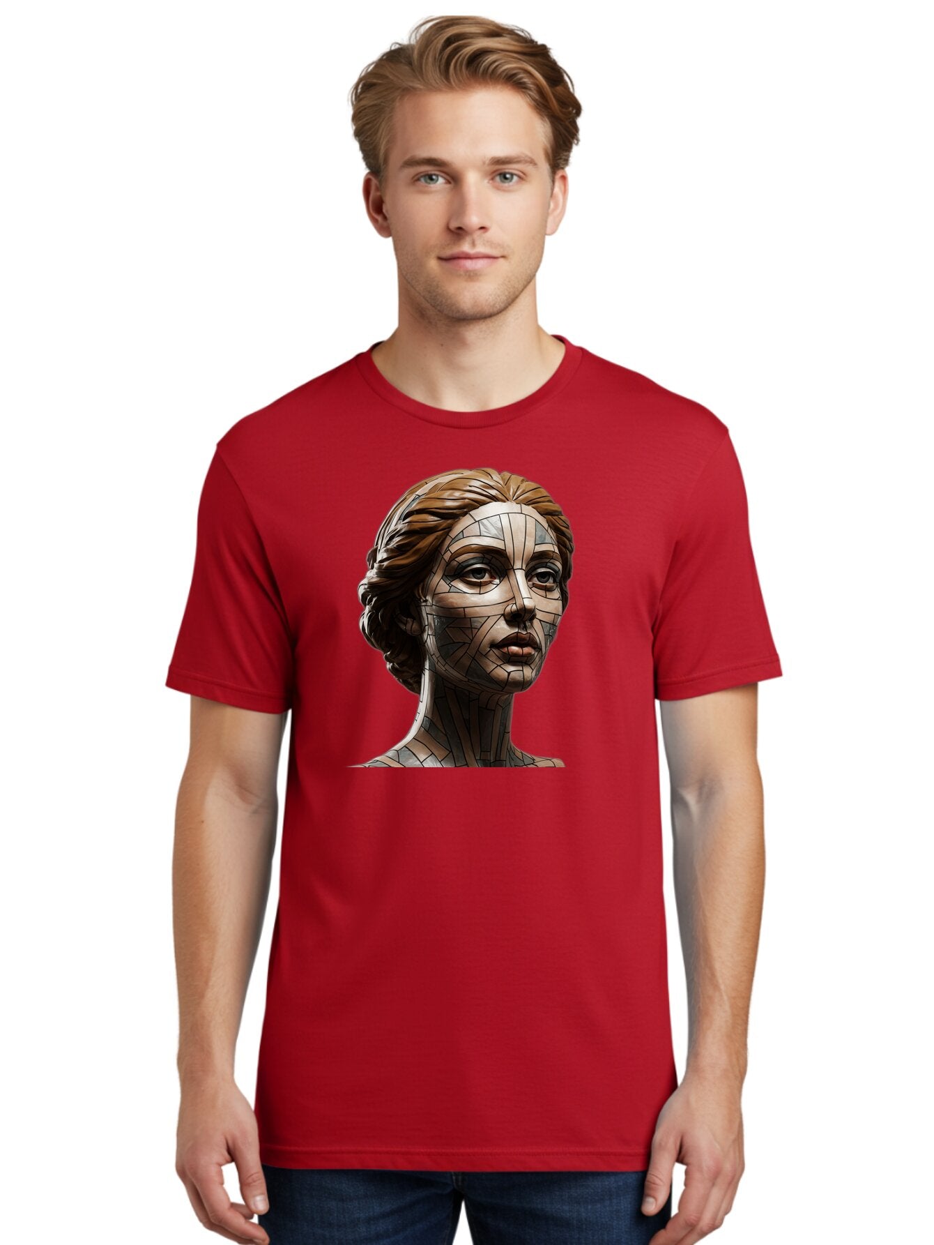 Mosaic-Woman-Portrait Men'S Graphic Tee, 100% Cotton, Comfortable Casual Summer Wear, Machine Washable, Vintage Camera, Old Camera, Antique Camera, Black Camera, Classic Photography, Photography Equipment, Nostalgic Device, Film Camera, Bar179 20