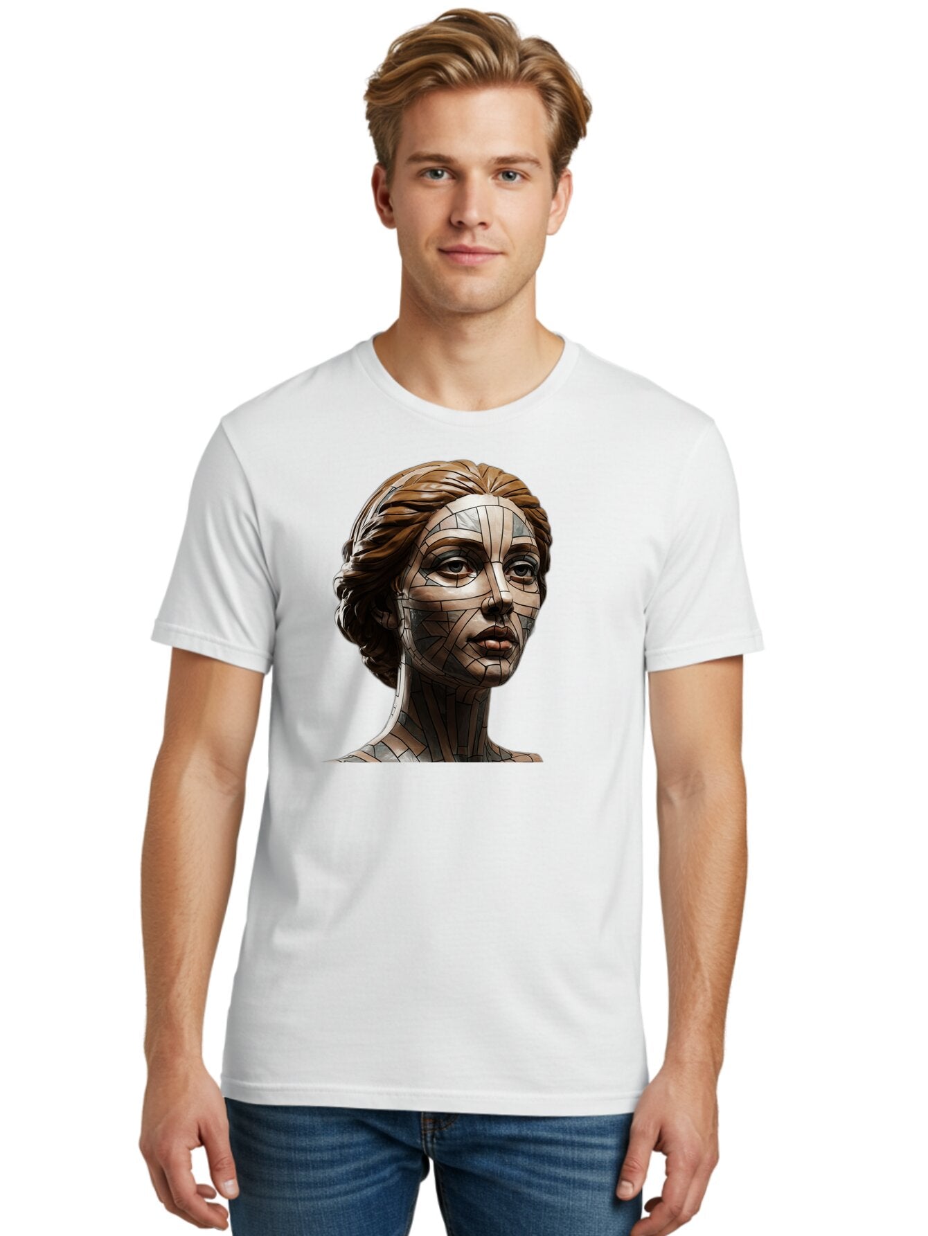 Mosaic-Woman-Portrait Men'S Graphic Tee, 100% Cotton, Comfortable Casual Summer Wear, Machine Washable, Vintage Camera, Old Camera, Antique Camera, Black Camera, Classic Photography, Photography Equipment, Nostalgic Device, Film Camera, Bar179 18