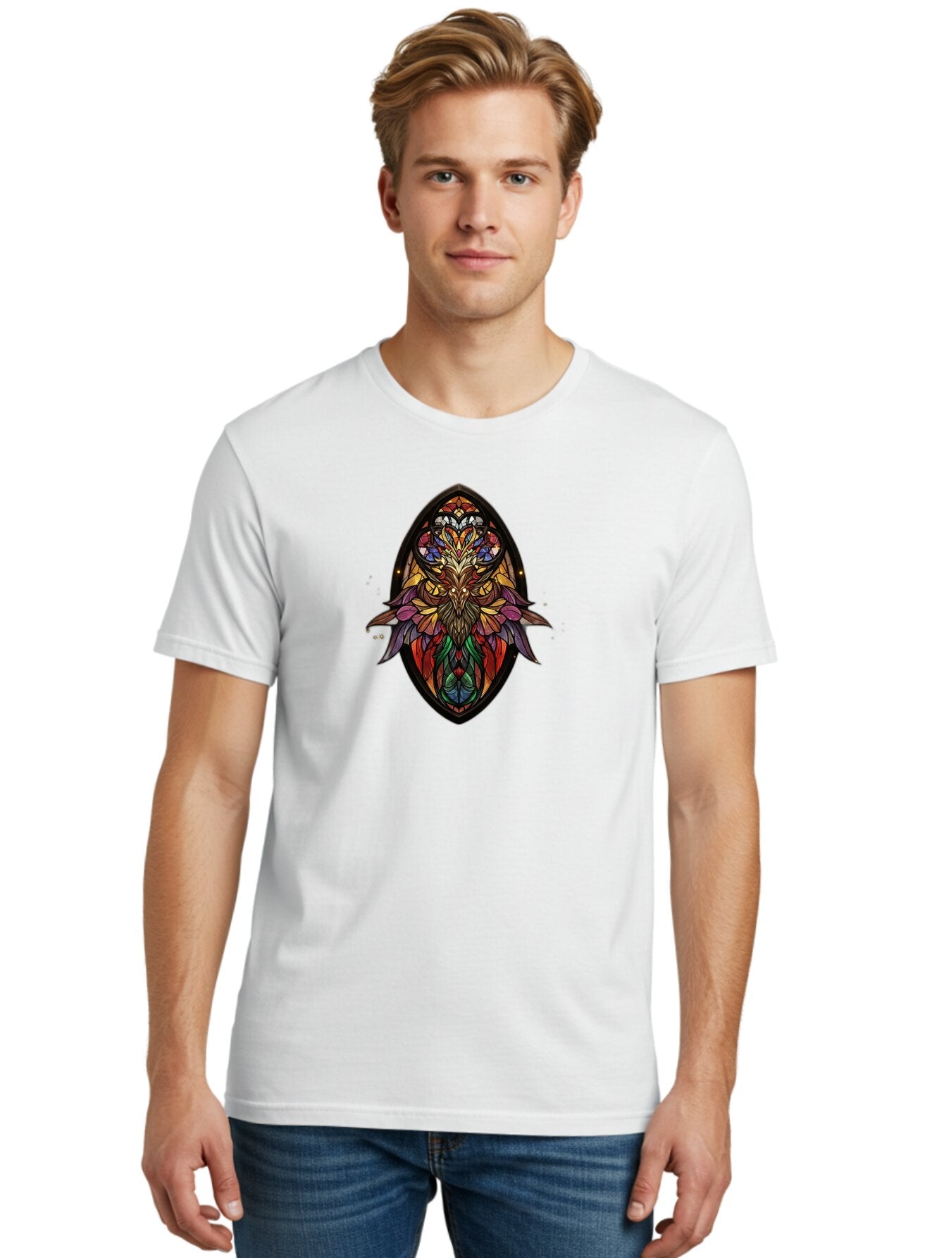Multicolored-Stained-Glass-Owl Men'S Graphic Tee, 100% Cotton, Comfortable Casual Summer Wear, Machine Washable, Vintage Camera, Old Camera, Antique Camera, Black Camera, Classic Photography, Photography Equipment, Nostalgic Device, Bar182 25