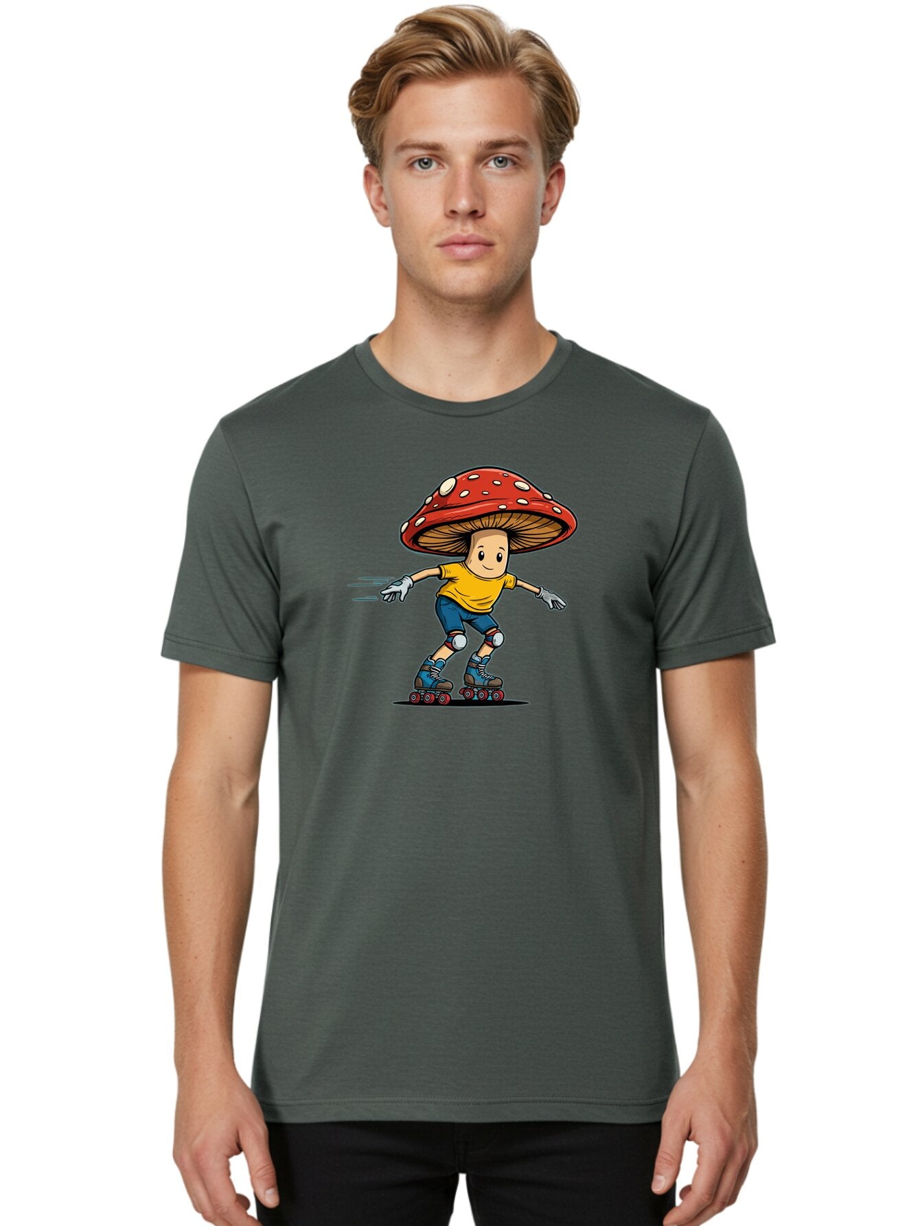 Mushroom-Boy-Skating Men'S Graphic Tee, 100% Cotton, Comfortable Casual Summer Wear, Machine Washable, Vintage Camera, Old Camera, Antique Camera, Black Camera, Classic Photography, Photography Equipment, Nostalgic Device, Film Camera, Bar185 20