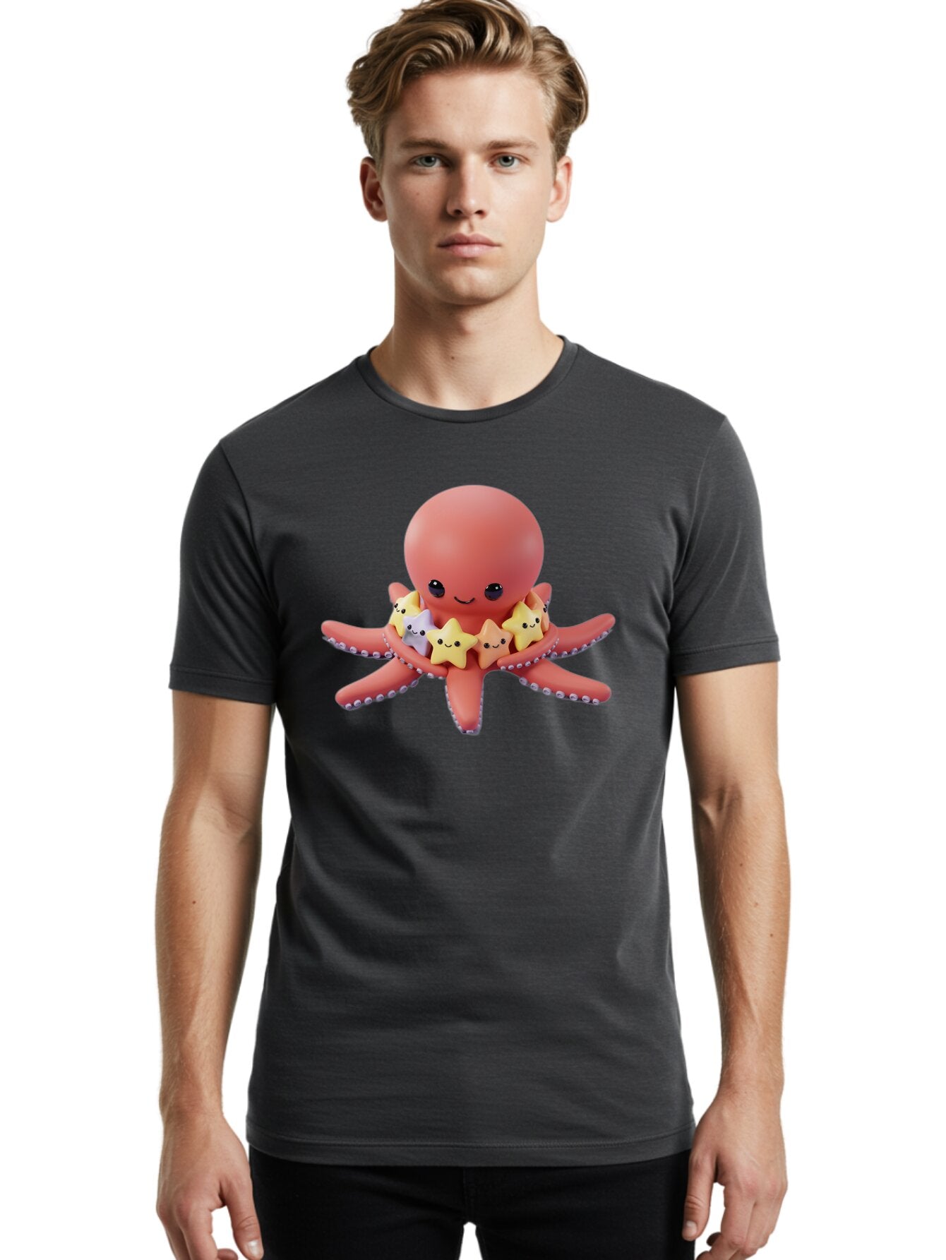 Octopus-And-Stars Men'S Graphic Tee, 100% Cotton, Comfortable Casual Summer Wear, Machine Washable, Vintage Camera, Old Camera, Antique Camera, Black Camera, Classic Photography, Photography Equipment, Nostalgic Device, Film Camera, Camera Art Bar213 21