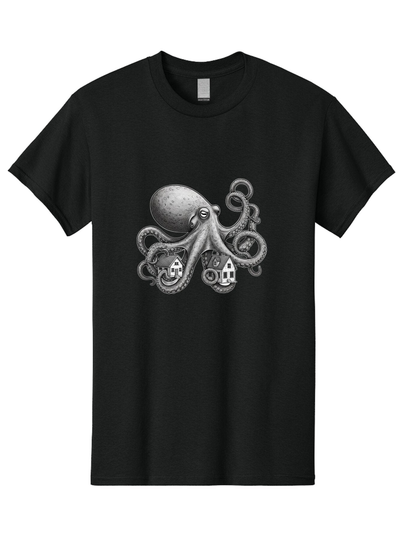 Octopus-Holding-Houses Men'S Graphic Tee, 100% Cotton, Comfortable Casual Summer Wear, Machine Washable, Vintage Camera, Old Camera, Antique Camera, Black Camera, Classic Photography, Photography Equipment, Nostalgic Device, Film Camera, Bar215 14