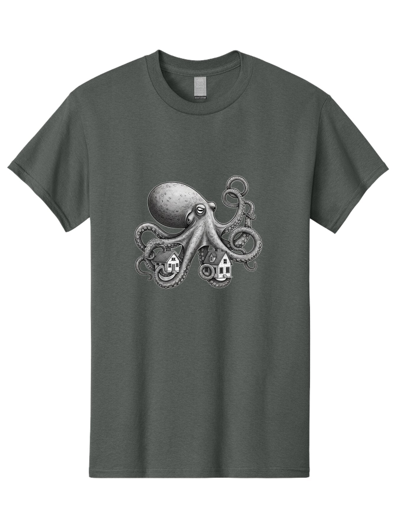 Octopus-Holding-Houses Men'S Graphic Tee, 100% Cotton, Comfortable Casual Summer Wear, Machine Washable, Vintage Camera, Old Camera, Antique Camera, Black Camera, Classic Photography, Photography Equipment, Nostalgic Device, Film Camera, Bar215 3