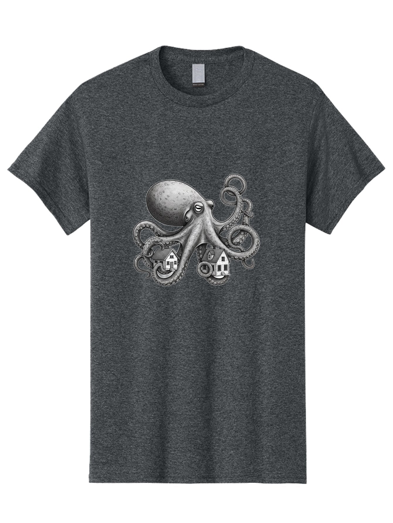 Octopus-Holding-Houses Men'S Graphic Tee, 100% Cotton, Comfortable Casual Summer Wear, Machine Washable, Vintage Camera, Old Camera, Antique Camera, Black Camera, Classic Photography, Photography Equipment, Nostalgic Device, Film Camera, Bar215 7
