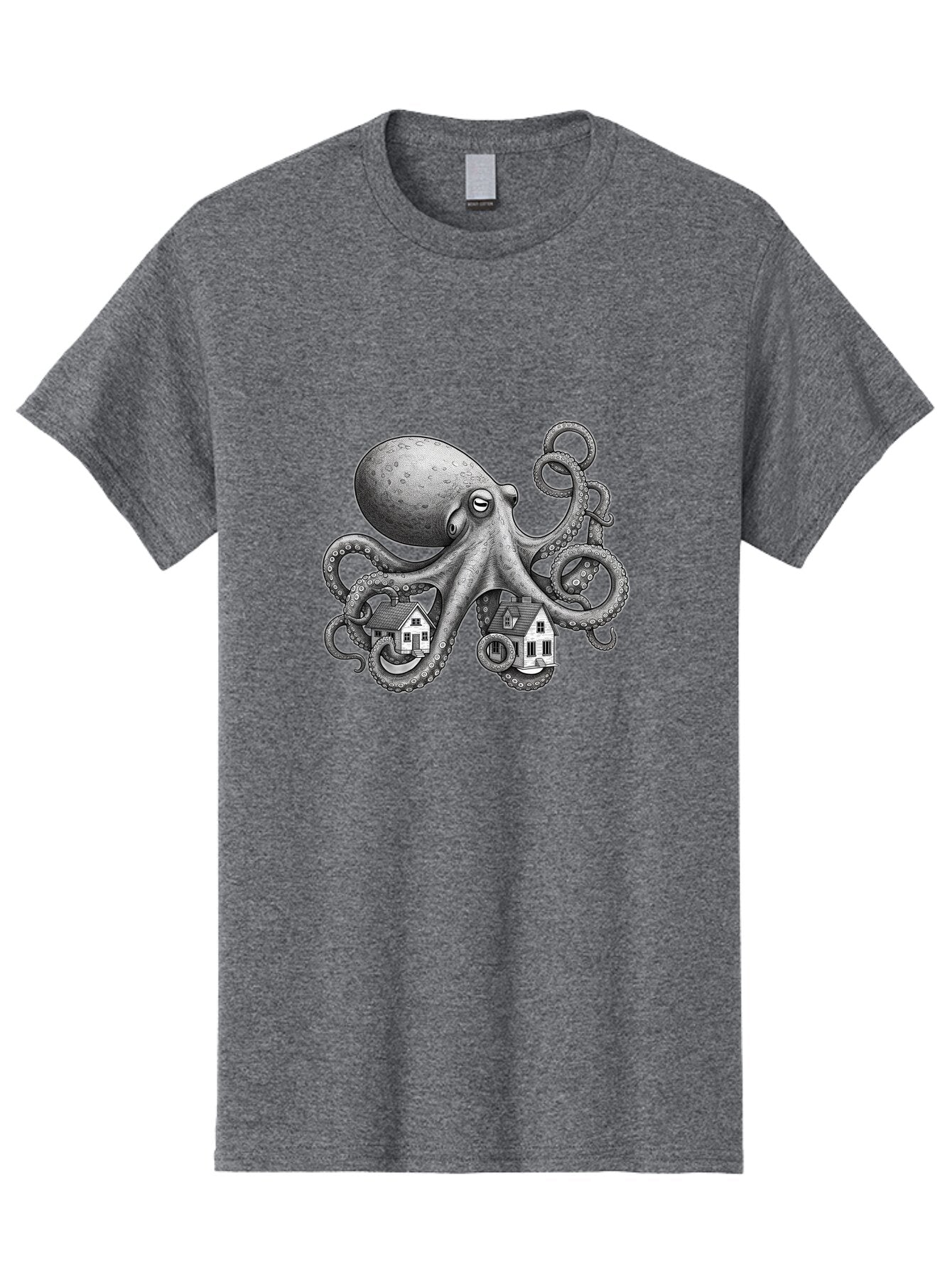 Octopus-Holding-Houses Men'S Graphic Tee, 100% Cotton, Comfortable Casual Summer Wear, Machine Washable, Vintage Camera, Old Camera, Antique Camera, Black Camera, Classic Photography, Photography Equipment, Nostalgic Device, Film Camera, Bar215 4
