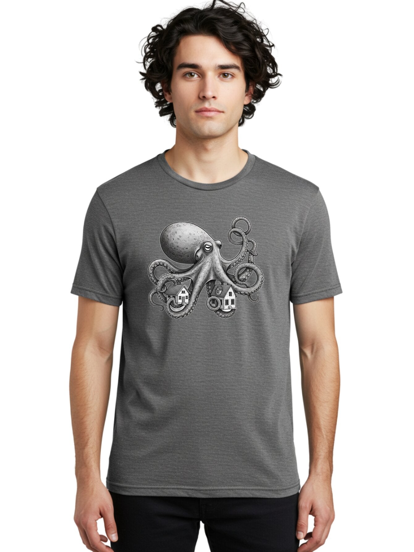 Octopus-Holding-Houses Men'S Graphic Tee, 100% Cotton, Comfortable Casual Summer Wear, Machine Washable, Vintage Camera, Old Camera, Antique Camera, Black Camera, Classic Photography, Photography Equipment, Nostalgic Device, Film Camera, Bar215 18