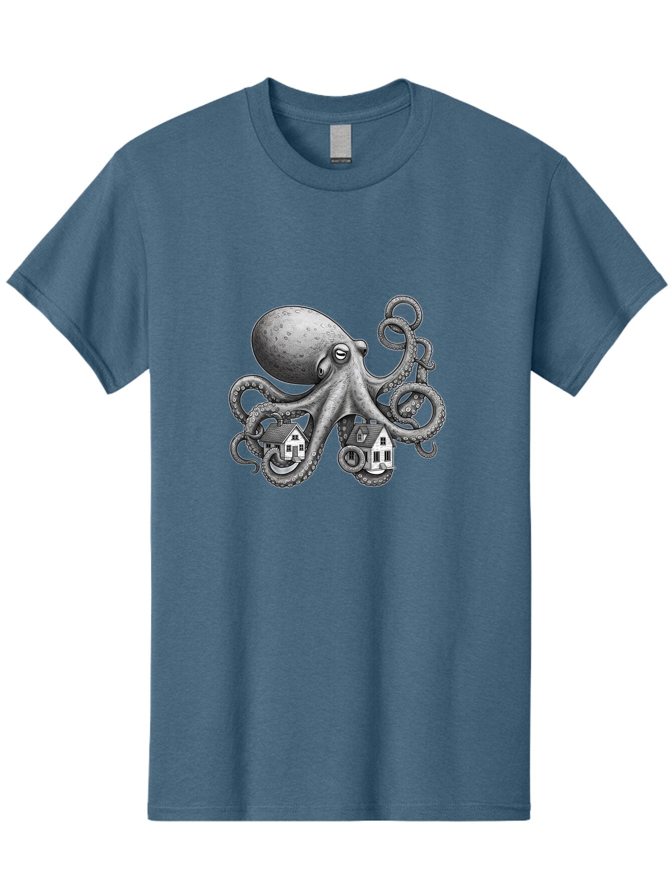 Octopus-Holding-Houses Men'S Graphic Tee, 100% Cotton, Comfortable Casual Summer Wear, Machine Washable, Vintage Camera, Old Camera, Antique Camera, Black Camera, Classic Photography, Photography Equipment, Nostalgic Device, Film Camera, Bar215 15
