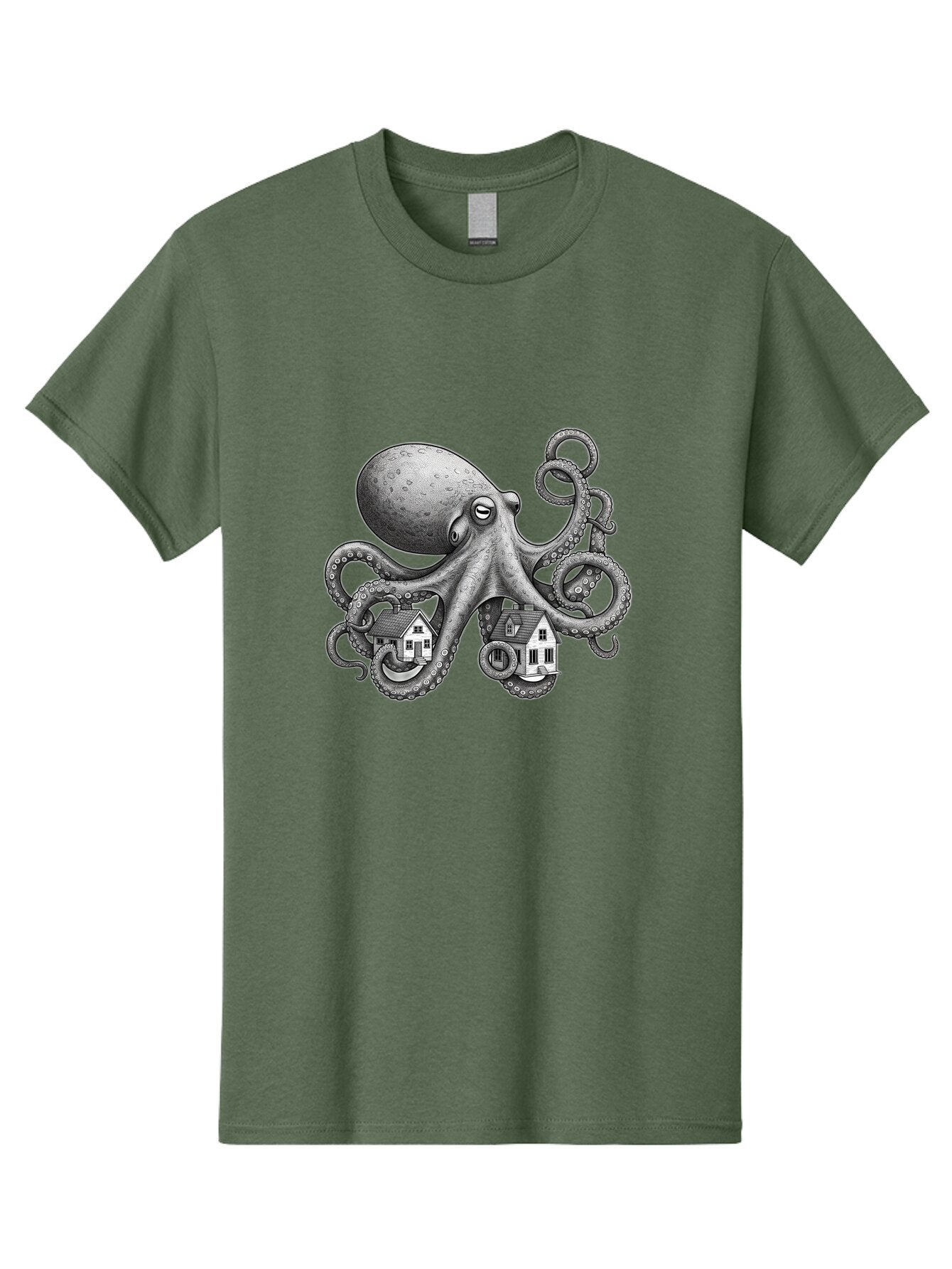 Octopus-Holding-Houses Men'S Graphic Tee, 100% Cotton, Comfortable Casual Summer Wear, Machine Washable, Vintage Camera, Old Camera, Antique Camera, Black Camera, Classic Photography, Photography Equipment, Nostalgic Device, Film Camera, Bar215 12