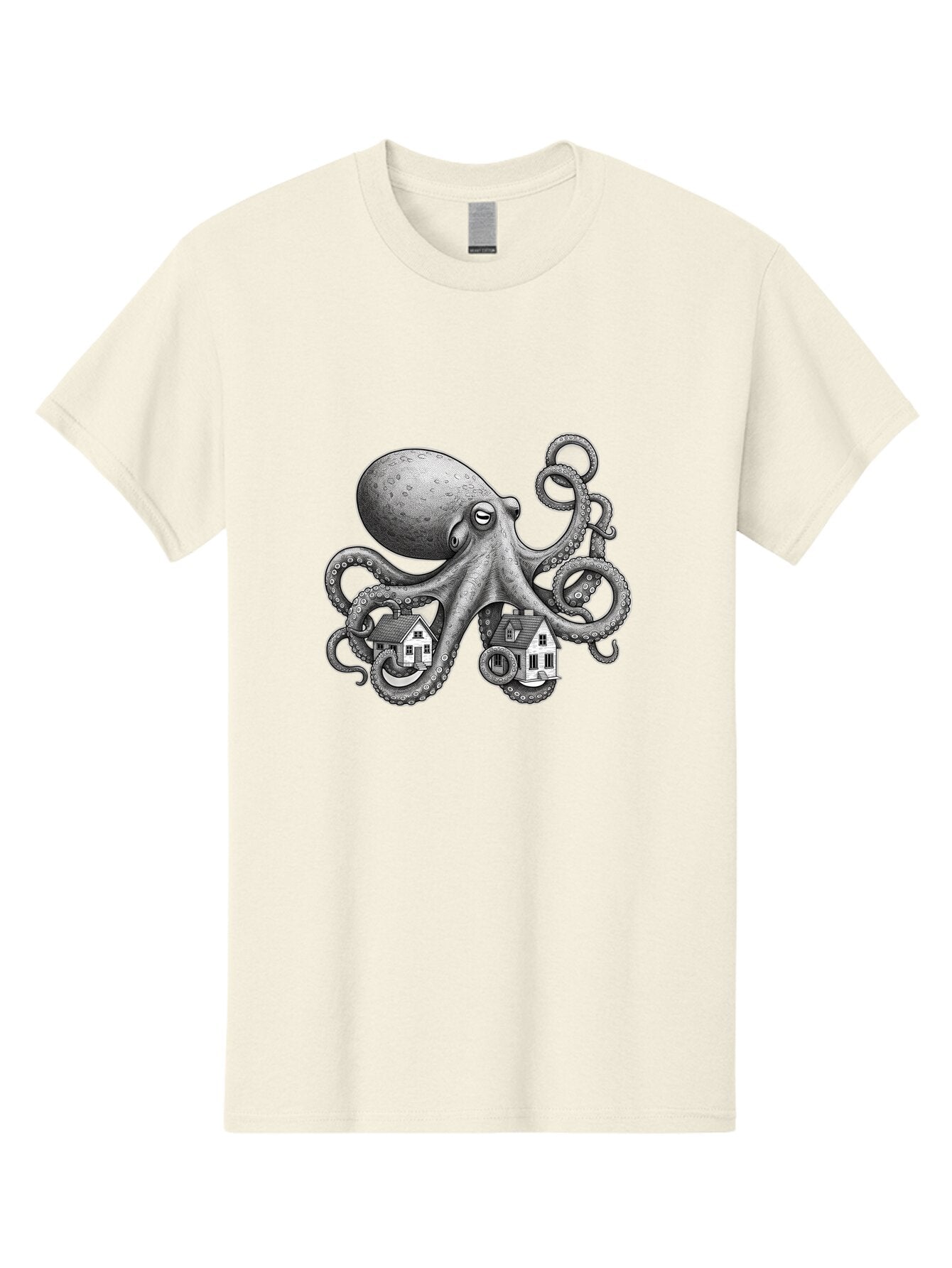 Octopus-Holding-Houses Men'S Graphic Tee, 100% Cotton, Comfortable Casual Summer Wear, Machine Washable, Vintage Camera, Old Camera, Antique Camera, Black Camera, Classic Photography, Photography Equipment, Nostalgic Device, Film Camera, Bar215 6