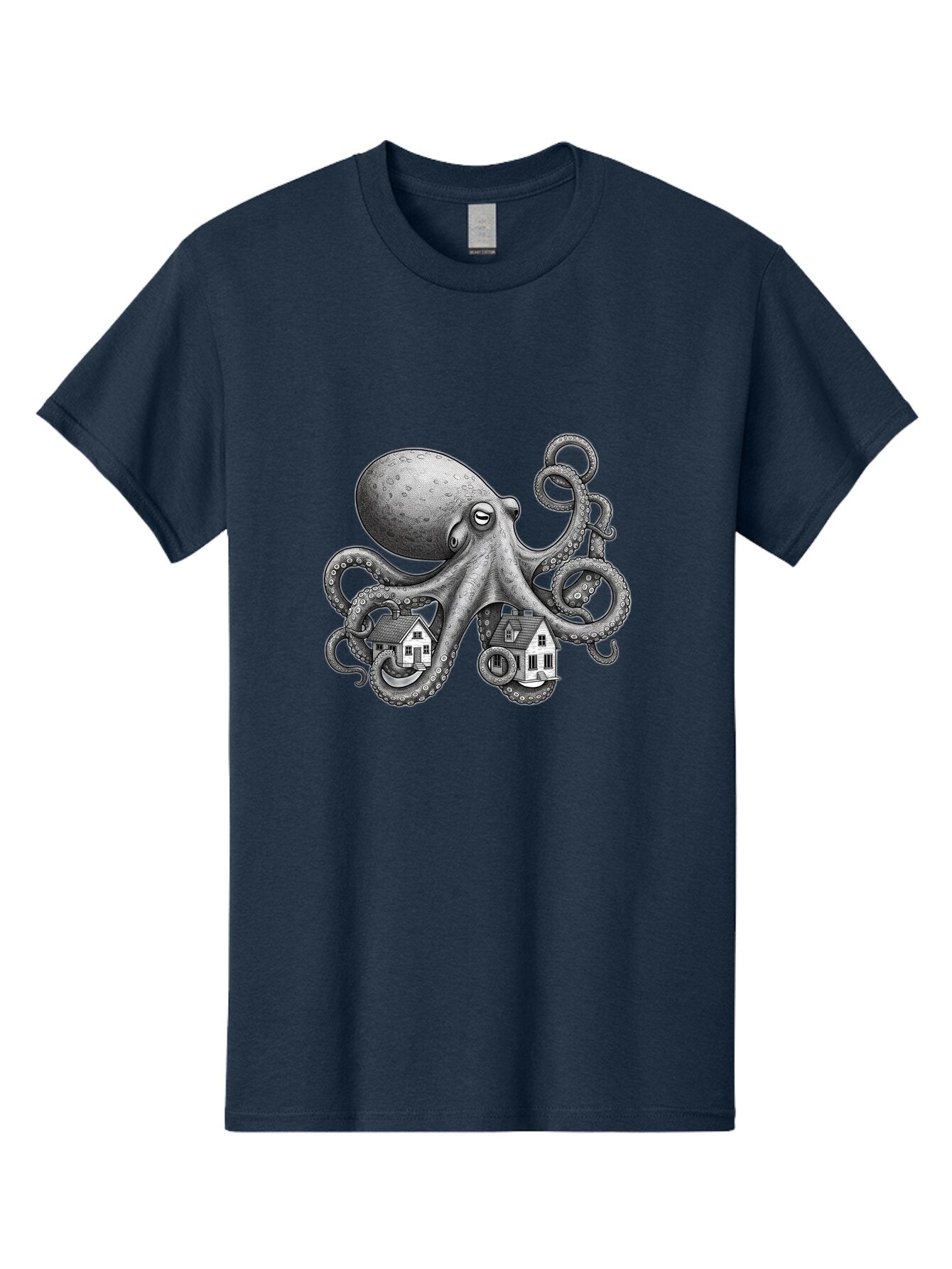 Octopus-Holding-Houses Men'S Graphic Tee, 100% Cotton, Comfortable Casual Summer Wear, Machine Washable, Vintage Camera, Old Camera, Antique Camera, Black Camera, Classic Photography, Photography Equipment, Nostalgic Device, Film Camera, Bar215 11