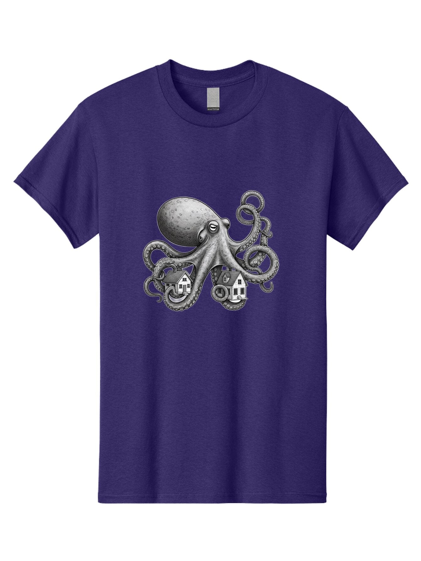 Octopus-Holding-Houses Men'S Graphic Tee, 100% Cotton, Comfortable Casual Summer Wear, Machine Washable, Vintage Camera, Old Camera, Antique Camera, Black Camera, Classic Photography, Photography Equipment, Nostalgic Device, Film Camera, Bar215 1