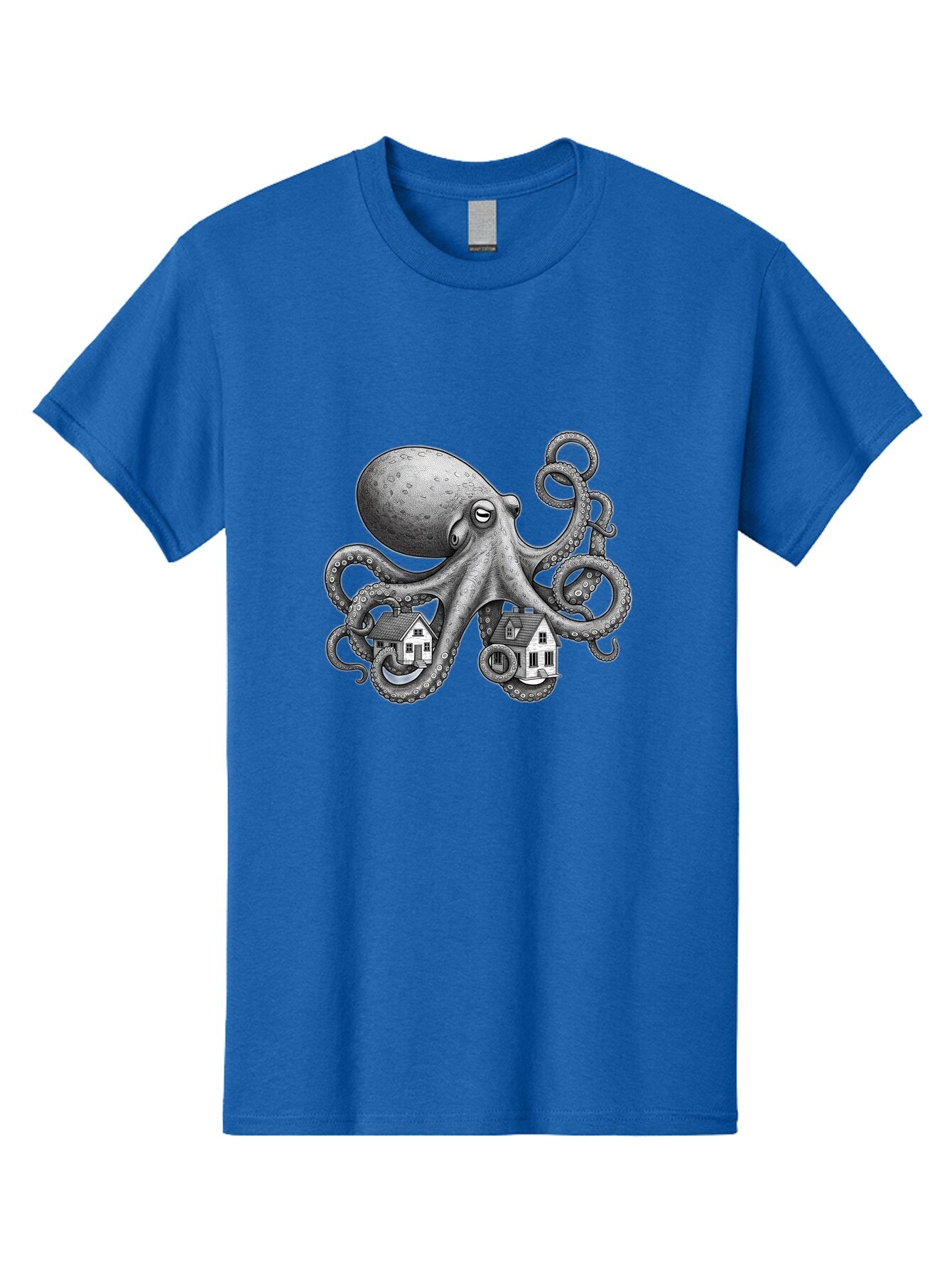 Octopus-Holding-Houses Men'S Graphic Tee, 100% Cotton, Comfortable Casual Summer Wear, Machine Washable, Vintage Camera, Old Camera, Antique Camera, Black Camera, Classic Photography, Photography Equipment, Nostalgic Device, Film Camera, Bar215 8