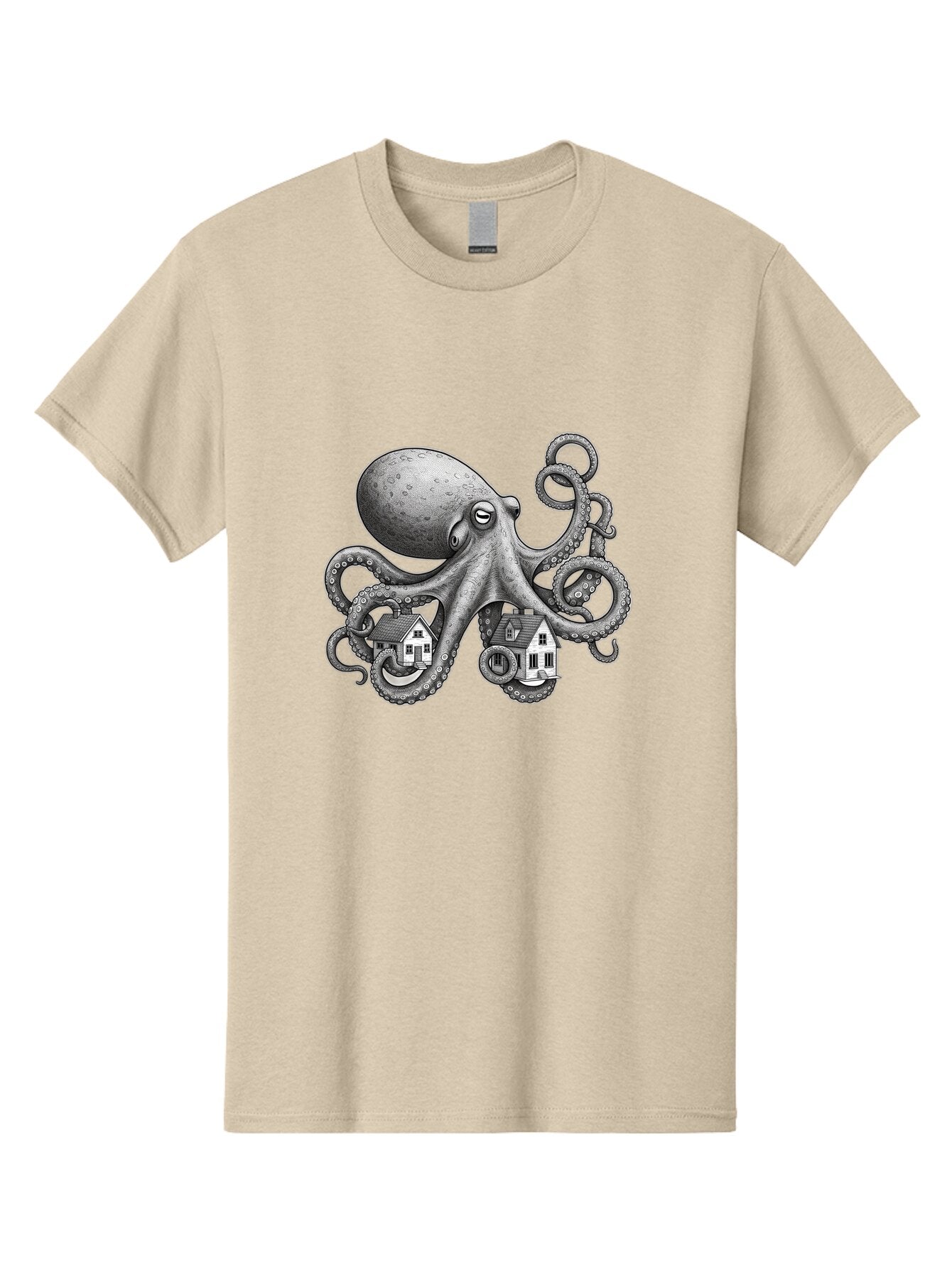 Octopus-Holding-Houses Men'S Graphic Tee, 100% Cotton, Comfortable Casual Summer Wear, Machine Washable, Vintage Camera, Old Camera, Antique Camera, Black Camera, Classic Photography, Photography Equipment, Nostalgic Device, Film Camera, Bar215 5