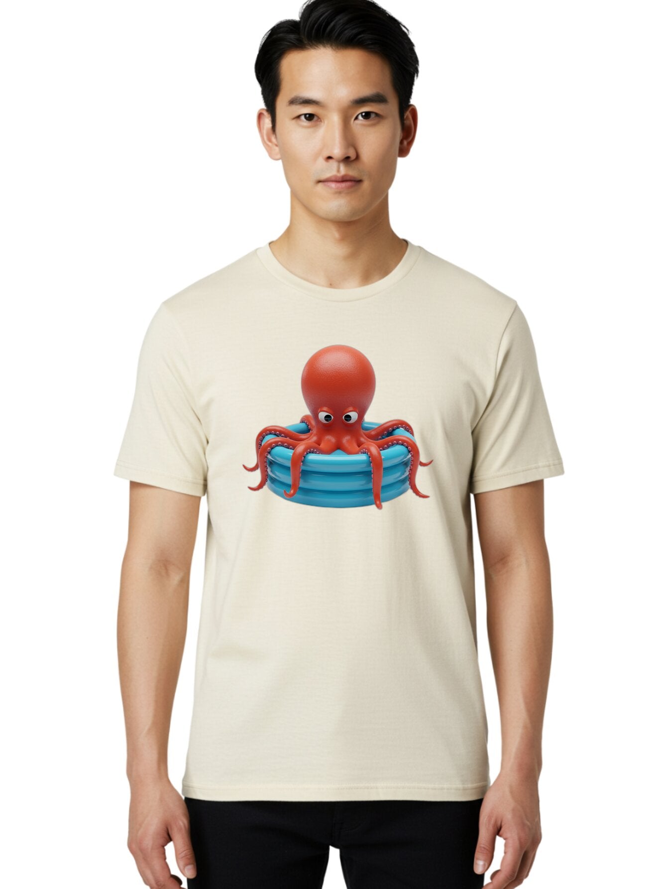 Octopus-In-Inflatable-Ring Men'S Graphic Tee, 100% Cotton, Comfortable Casual Summer Wear, Machine Washable, Vintage Camera, Old Camera, Antique Camera, Black Camera, Classic Photography, Photography Equipment, Nostalgic Device, Film Camera, Bar216 20