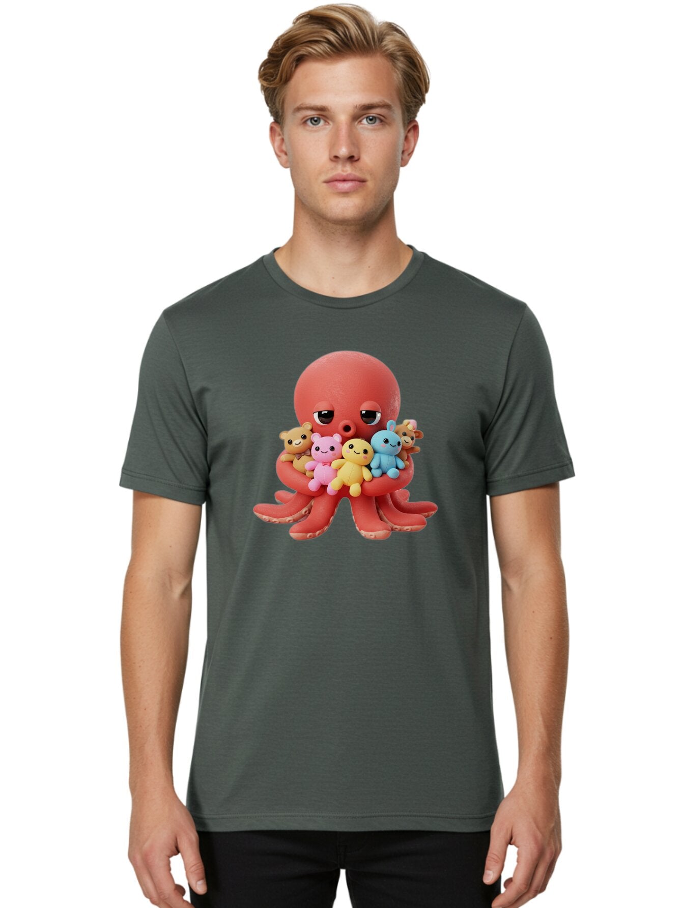 Octopus-With-Animals Men'S Graphic Tee, 100% Cotton, Comfortable Casual Summer Wear, Machine Washable, Vintage Camera, Old Camera, Antique Camera, Black Camera, Classic Photography, Photography Equipment, Nostalgic Device, Film Camera, Bar219 21