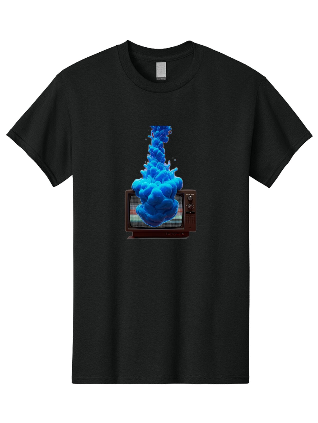 Old-Tv-With-Blue-Splash Men'S Graphic Tee, 100% Cotton, Comfortable Casual Summer Wear, Machine Washable, Vintage Camera, Old Camera, Antique Camera, Black Camera, Classic Photography, Photography Equipment, Nostalgic Device, Film Camera, Bar224 15