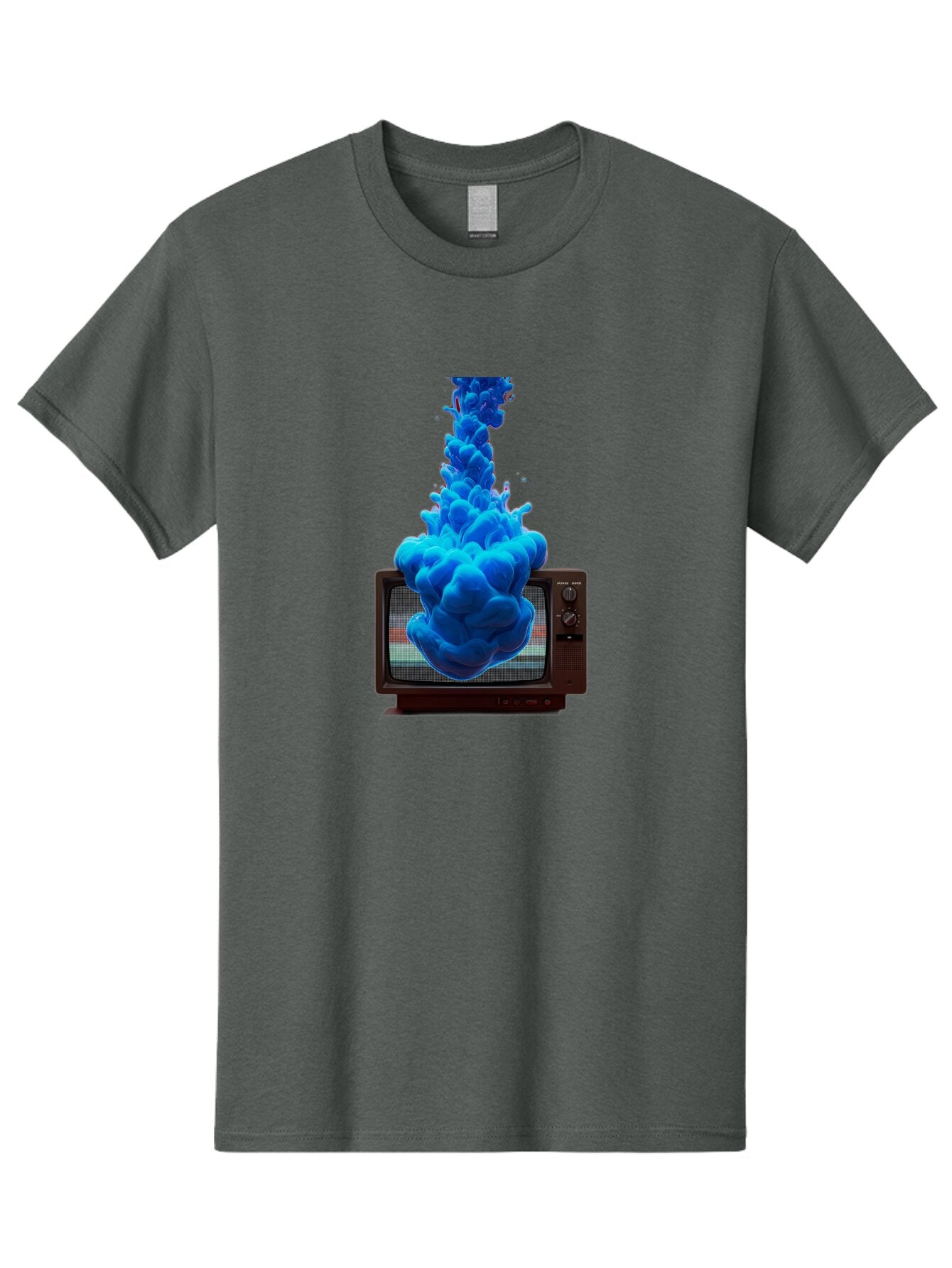 Old-Tv-With-Blue-Splash Men'S Graphic Tee, 100% Cotton, Comfortable Casual Summer Wear, Machine Washable, Vintage Camera, Old Camera, Antique Camera, Black Camera, Classic Photography, Photography Equipment, Nostalgic Device, Film Camera, Bar224 4