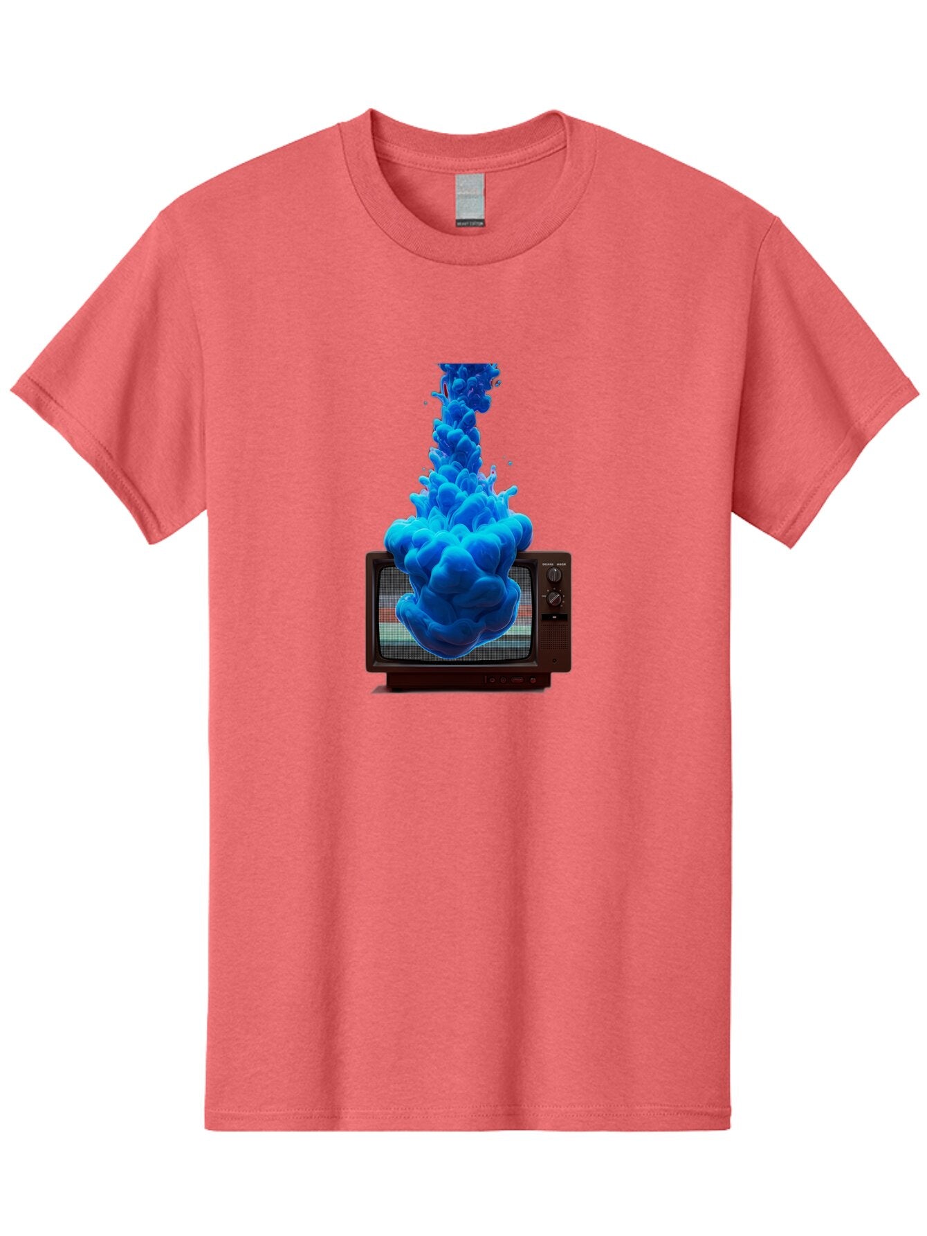 Old-Tv-With-Blue-Splash Men'S Graphic Tee, 100% Cotton, Comfortable Casual Summer Wear, Machine Washable, Vintage Camera, Old Camera, Antique Camera, Black Camera, Classic Photography, Photography Equipment, Nostalgic Device, Film Camera, Bar224 5