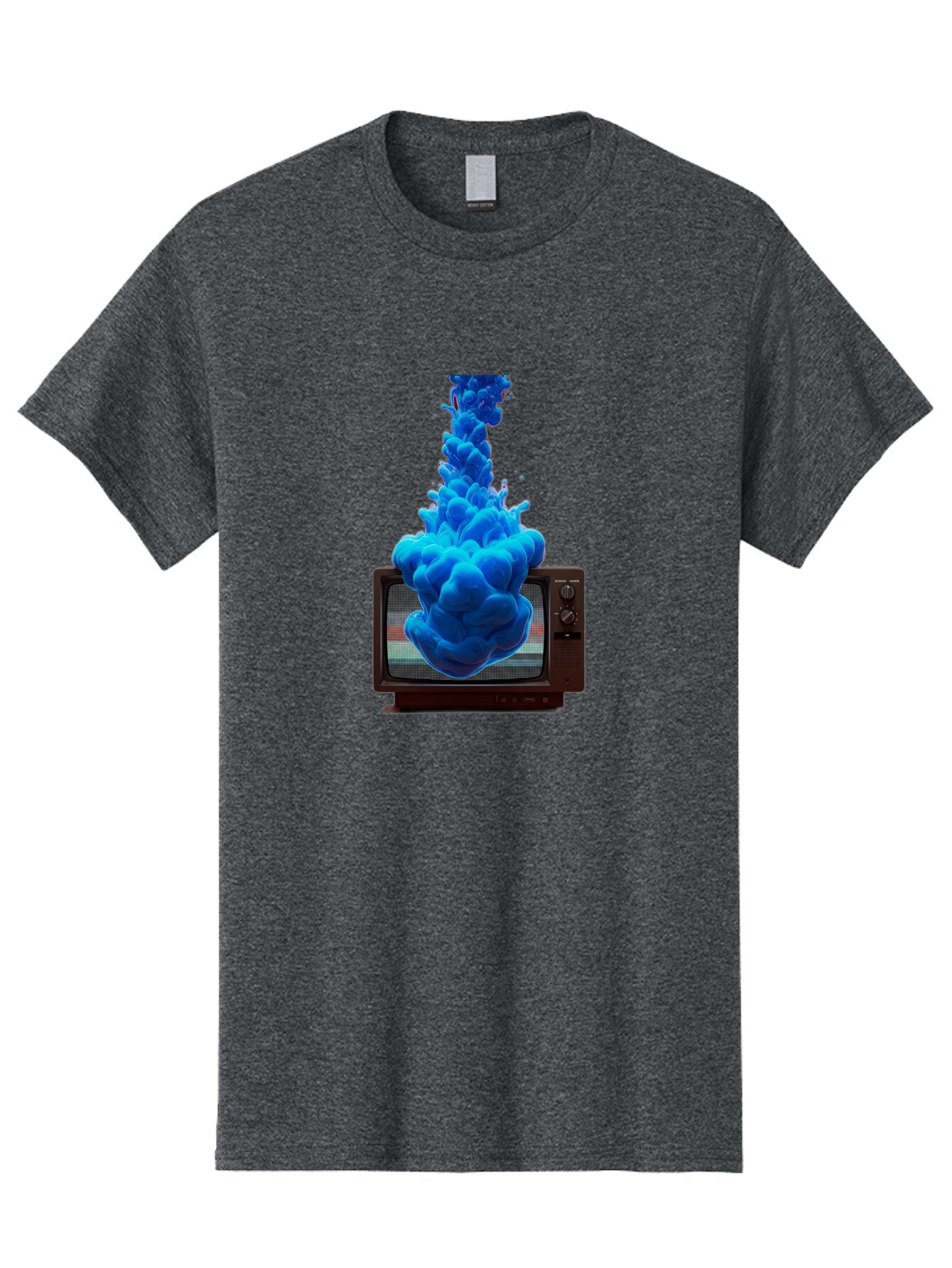 Old-Tv-With-Blue-Splash Men'S Graphic Tee, 100% Cotton, Comfortable Casual Summer Wear, Machine Washable, Vintage Camera, Old Camera, Antique Camera, Black Camera, Classic Photography, Photography Equipment, Nostalgic Device, Film Camera, Bar224 9