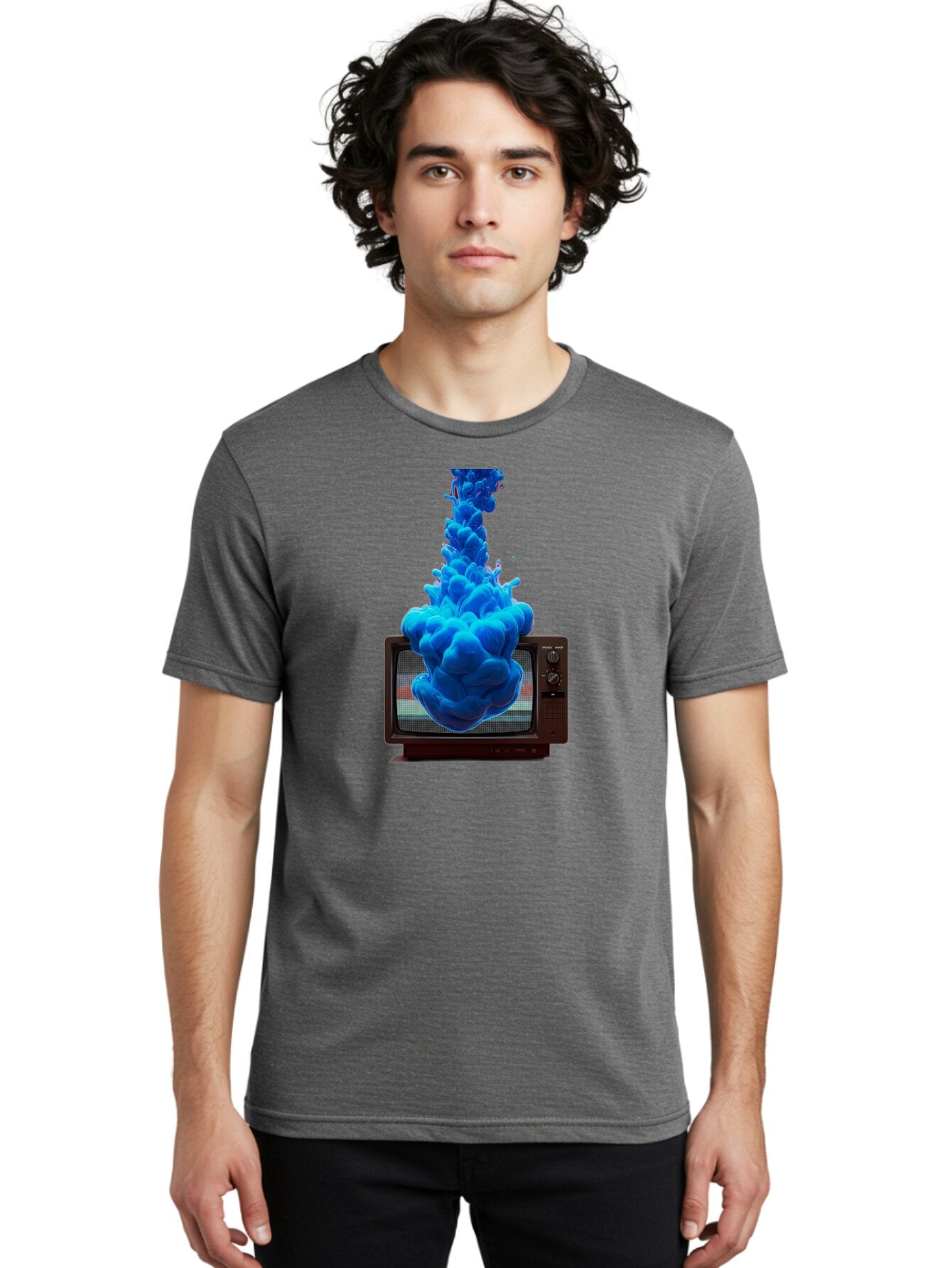 Old-Tv-With-Blue-Splash Men'S Graphic Tee, 100% Cotton, Comfortable Casual Summer Wear, Machine Washable, Vintage Camera, Old Camera, Antique Camera, Black Camera, Classic Photography, Photography Equipment, Nostalgic Device, Film Camera, Bar224 29
