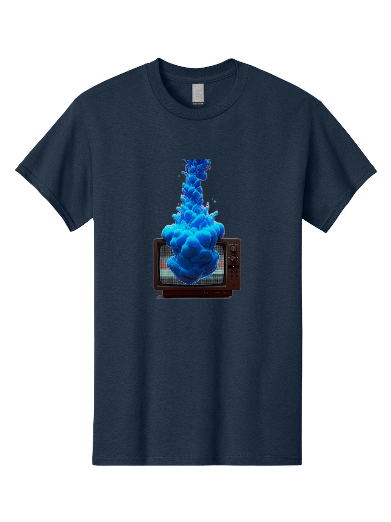 Old-Tv-With-Blue-Splash Men'S Graphic Tee, 100% Cotton, Comfortable Casual Summer Wear, Machine Washable, Vintage Camera, Old Camera, Antique Camera, Black Camera, Classic Photography, Photography Equipment, Nostalgic Device, Film Camera, Bar224 12